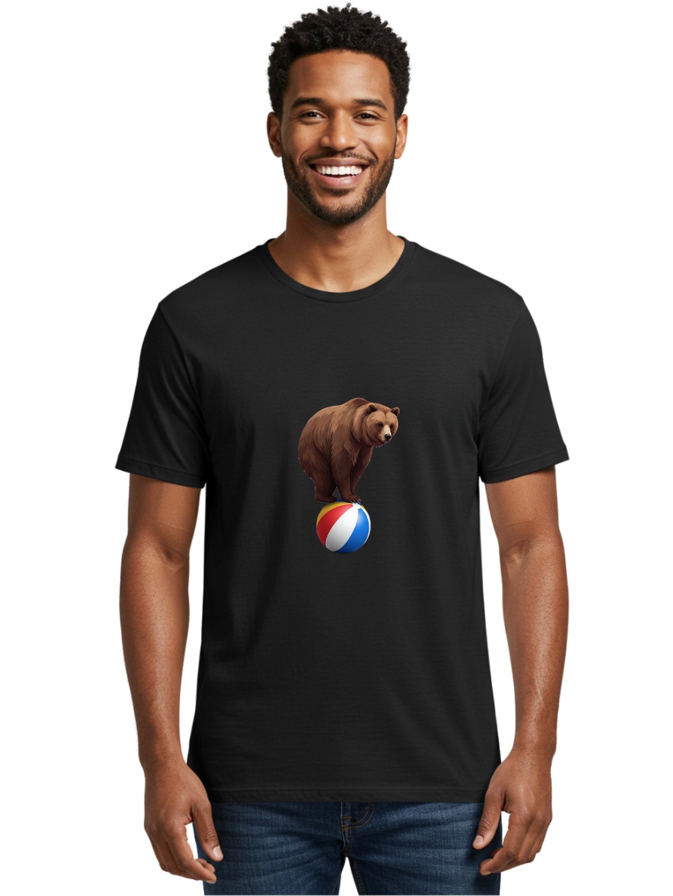Bear-On-Beach-Ball Men'S Graphic Tee, 100% Cotton, Comfortable Casual Summer Wear, Machine Washable, Vintage Camera, Old Camera, Antique Camera, Black Camera, Classic Photography, Photography Equipment, Nostalgic Device, Film Camera, Bae862 28