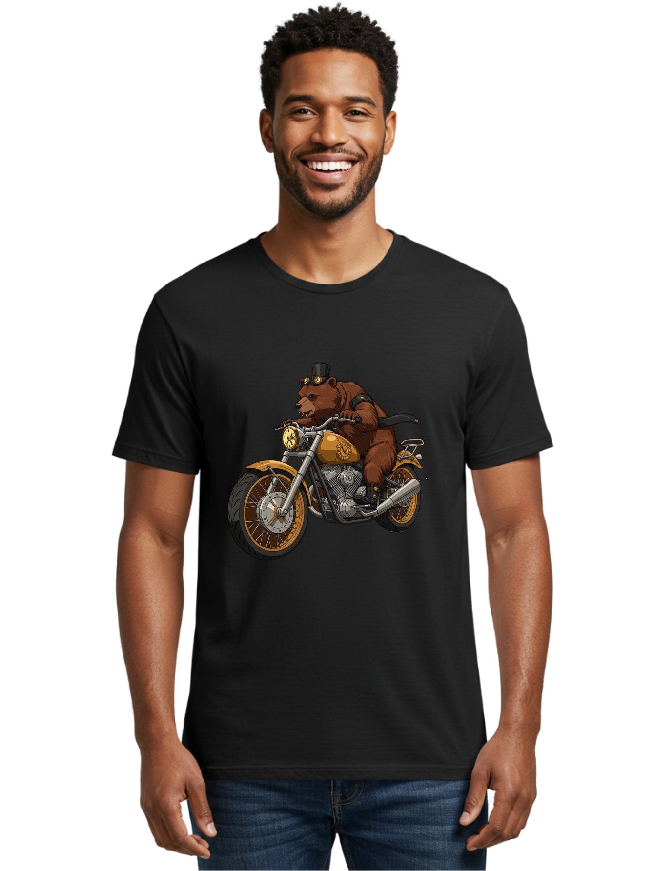 Bear-Riding-Motorcycle-1 Men'S Graphic Tee, 100% Cotton, Comfortable Casual Summer Wear, Machine Washable, Vintage Camera, Old Camera, Antique Camera, Black Camera, Classic Photography, Photography Equipment, Nostalgic Device, Film Camera, Bae863 26