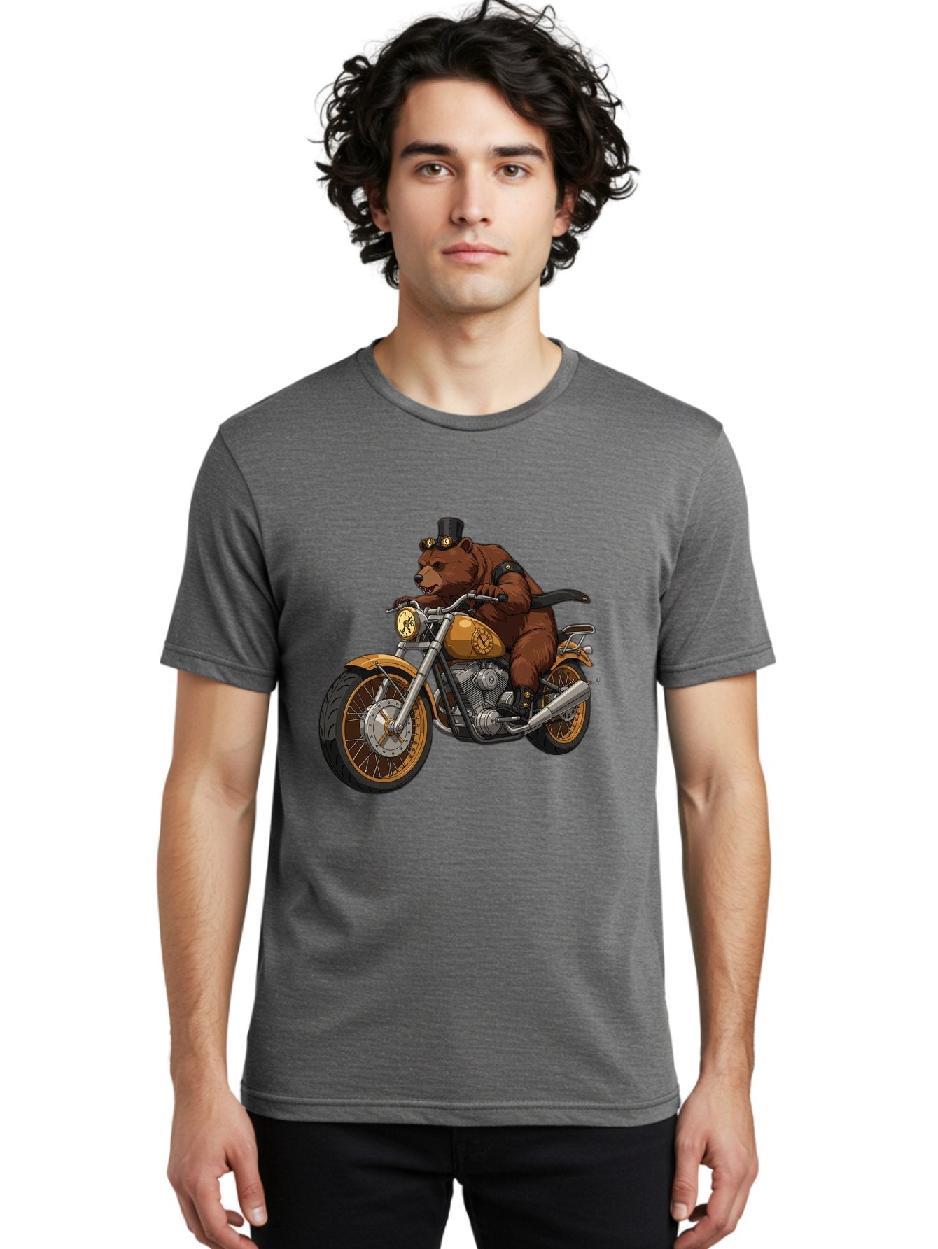 Bear-Riding-Motorcycle-1 Men'S Graphic Tee, 100% Cotton, Comfortable Casual Summer Wear, Machine Washable, Vintage Camera, Old Camera, Antique Camera, Black Camera, Classic Photography, Photography Equipment, Nostalgic Device, Film Camera, Bae863 25