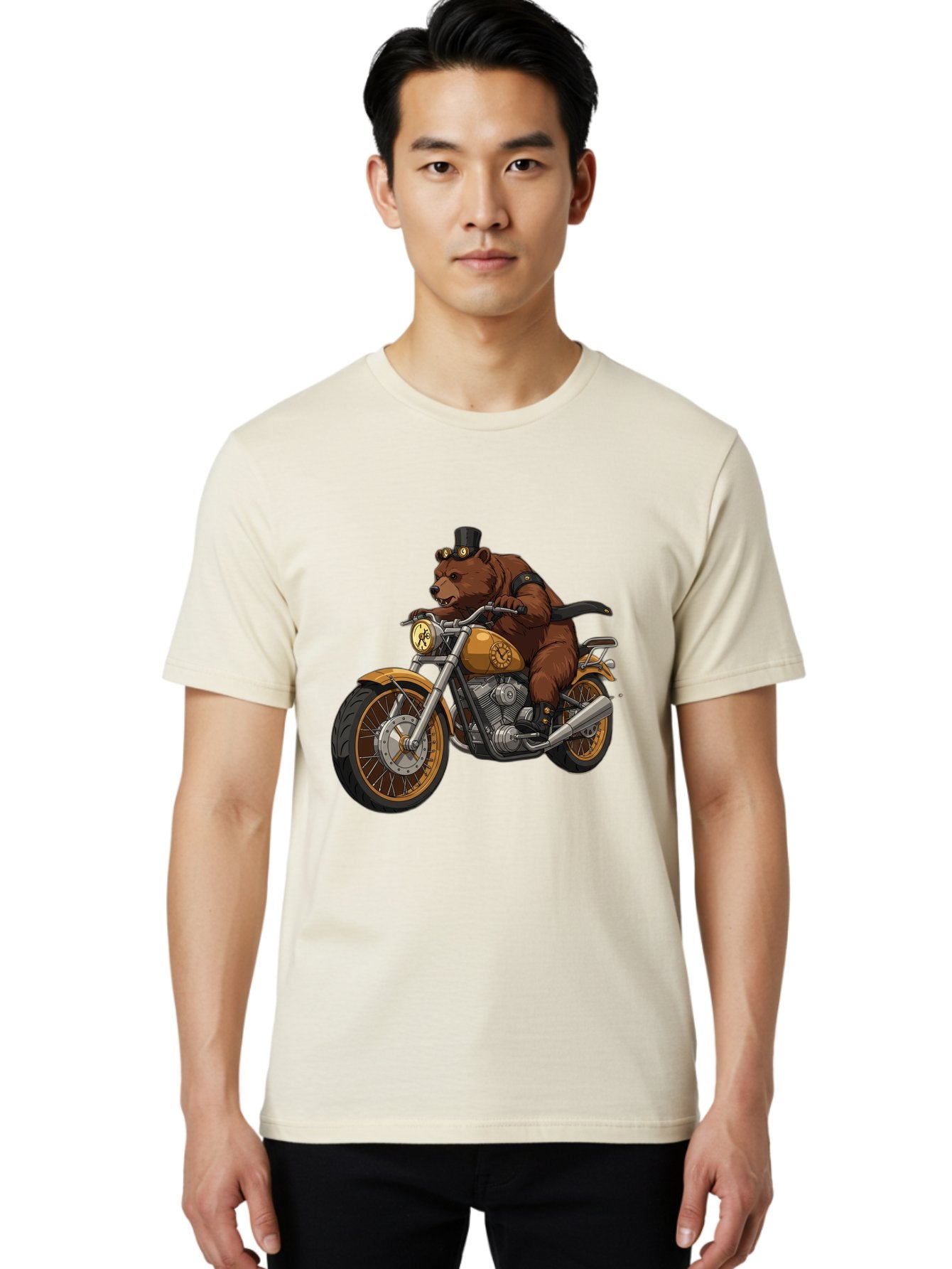 Bear-Riding-Motorcycle-1 Men'S Graphic Tee, 100% Cotton, Comfortable Casual Summer Wear, Machine Washable, Vintage Camera, Old Camera, Antique Camera, Black Camera, Classic Photography, Photography Equipment, Nostalgic Device, Film Camera, Bae863 30