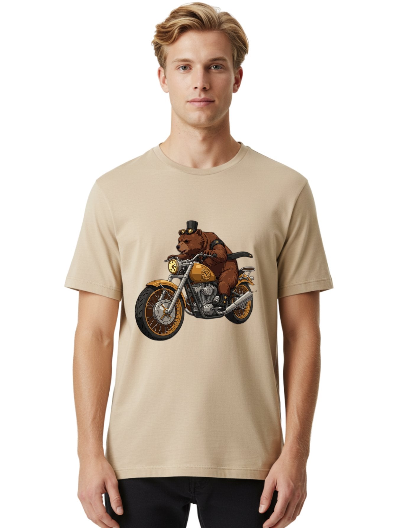 Bear-Riding-Motorcycle-1 Men'S Graphic Tee, 100% Cotton, Comfortable Casual Summer Wear, Machine Washable, Vintage Camera, Old Camera, Antique Camera, Black Camera, Classic Photography, Photography Equipment, Nostalgic Device, Film Camera, Bae863 17