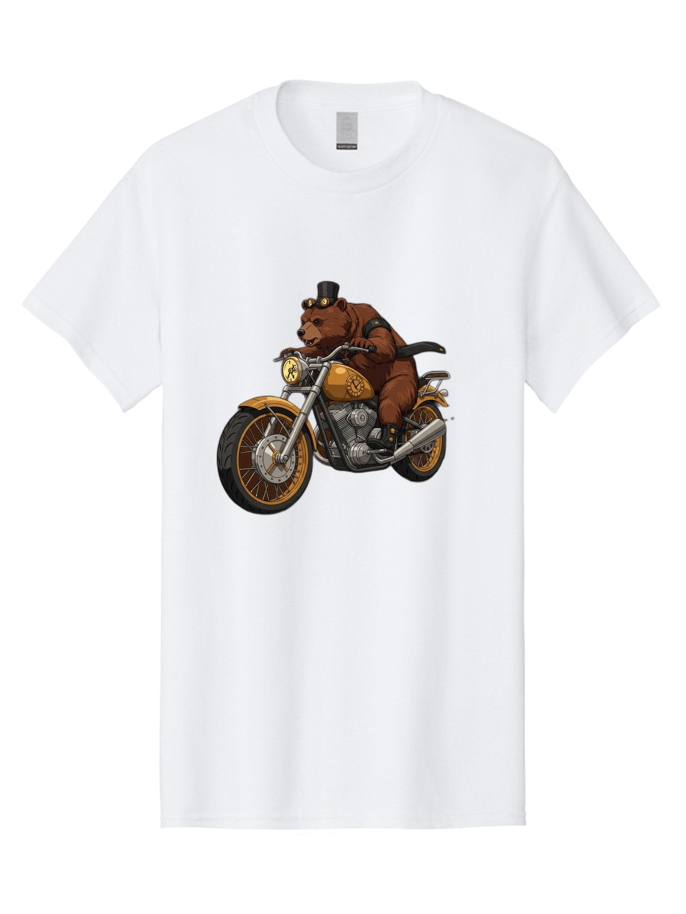 Bear-Riding-Motorcycle-1 Men'S Graphic Tee, 100% Cotton, Comfortable Casual Summer Wear, Machine Washable, Vintage Camera, Old Camera, Antique Camera, Black Camera, Classic Photography, Photography Equipment, Nostalgic Device, Film Camera, Bae863 3