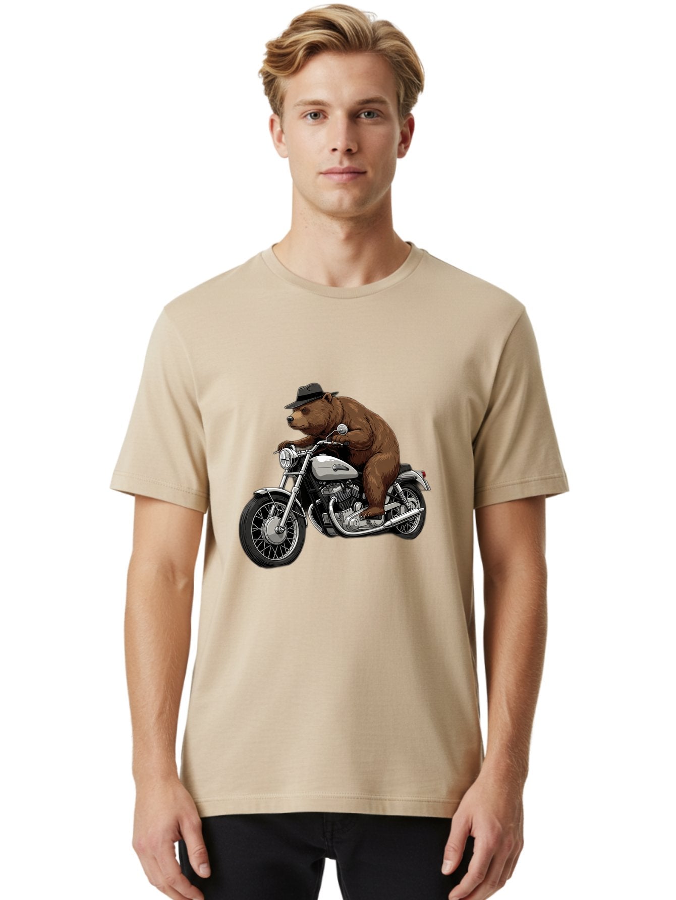 Bear-Riding-Motorcycle Men'S Graphic Tee, 100% Cotton, Comfortable Casual Summer Wear, Machine Washable, Vintage Camera, Old Camera, Antique Camera, Black Camera, Classic Photography, Photography Equipment, Nostalgic Device, Film Camera, Bae865 29