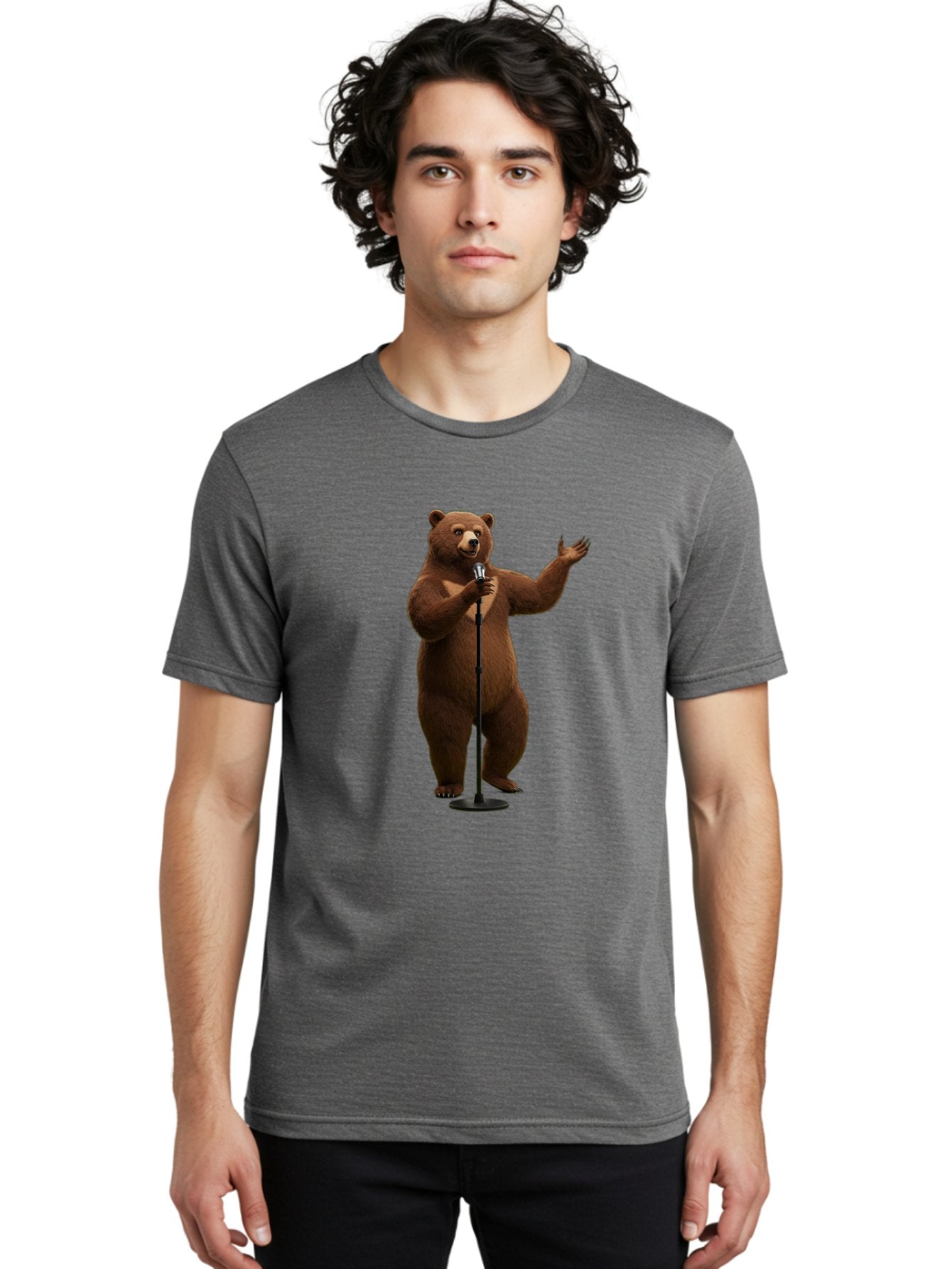 Bear-Singing Men'S Graphic Tee, 100% Cotton, Comfortable Casual Summer Wear, Machine Washable, Vintage Camera, Old Camera, Antique Camera, Black Camera, Classic Photography, Photography Equipment, Nostalgic Device, Film Camera, Camera Art Bae866 29