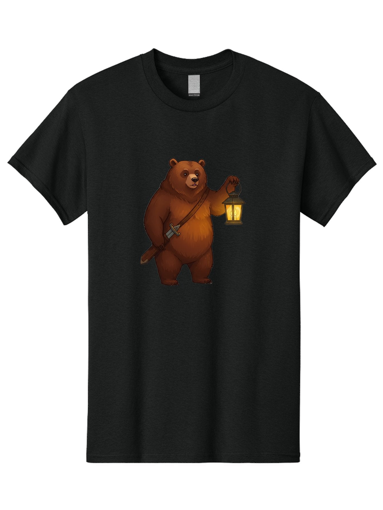 Bear-With-Lantern-2 Men'S Graphic Tee, 100% Cotton, Comfortable Casual Summer Wear, Machine Washable, Vintage Camera, Old Camera, Antique Camera, Black Camera, Classic Photography, Photography Equipment, Nostalgic Device, Film Camera, Bae879
