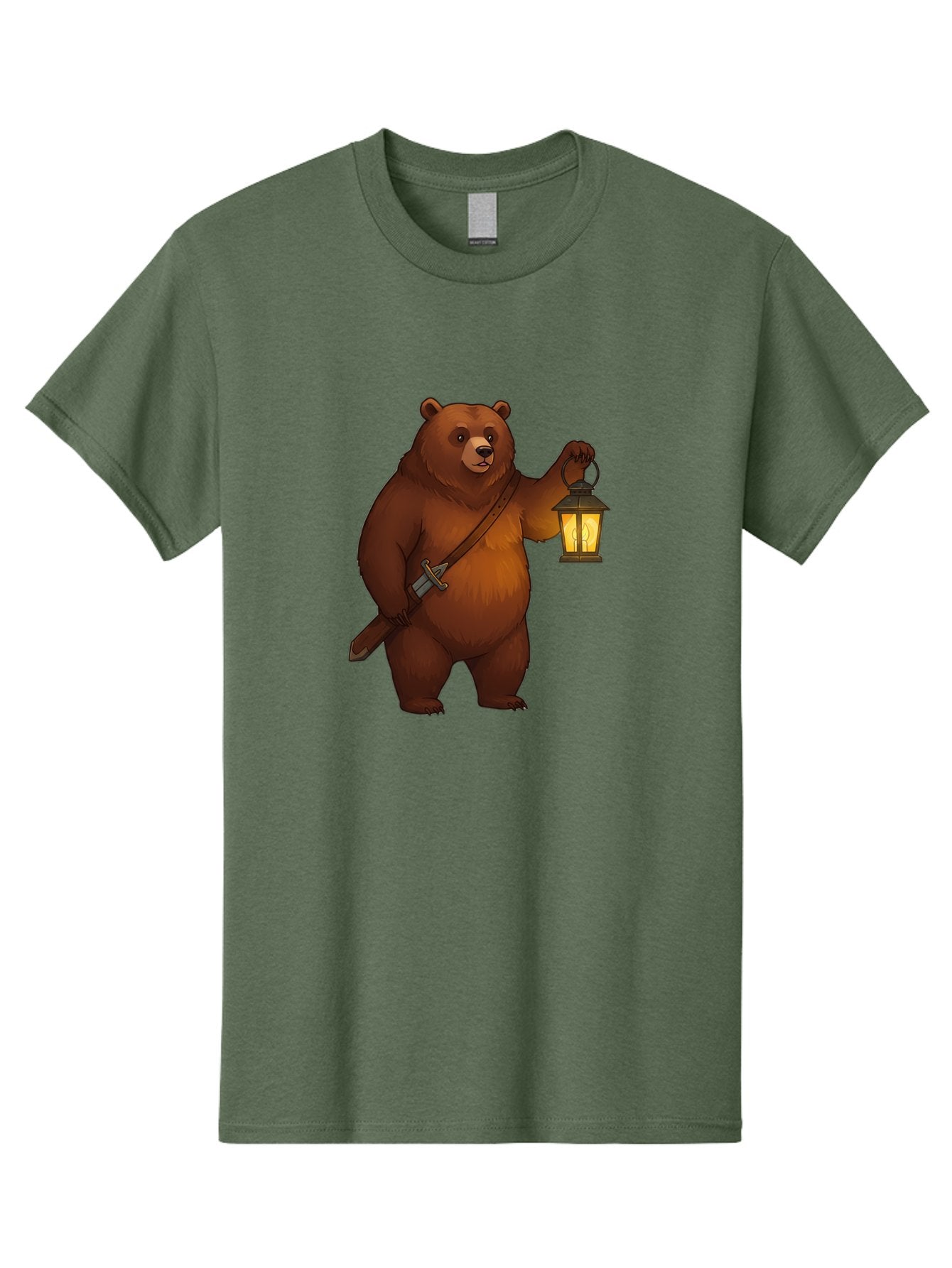 Bear-With-Lantern-2 Men'S Graphic Tee, 100% Cotton, Comfortable Casual Summer Wear, Machine Washable, Vintage Camera, Old Camera, Antique Camera, Black Camera, Classic Photography, Photography Equipment, Nostalgic Device, Film Camera, Bae879