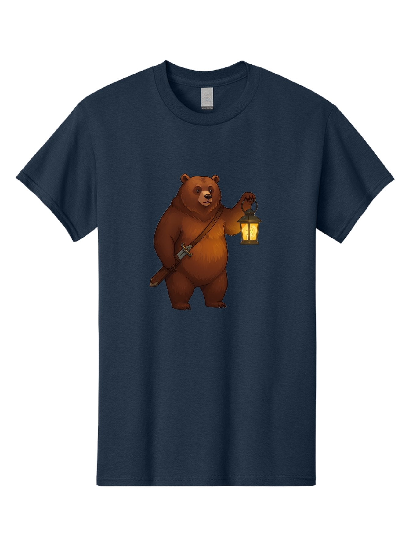 Bear-With-Lantern-2 Men'S Graphic Tee, 100% Cotton, Comfortable Casual Summer Wear, Machine Washable, Vintage Camera, Old Camera, Antique Camera, Black Camera, Classic Photography, Photography Equipment, Nostalgic Device, Film Camera, Bae879 3