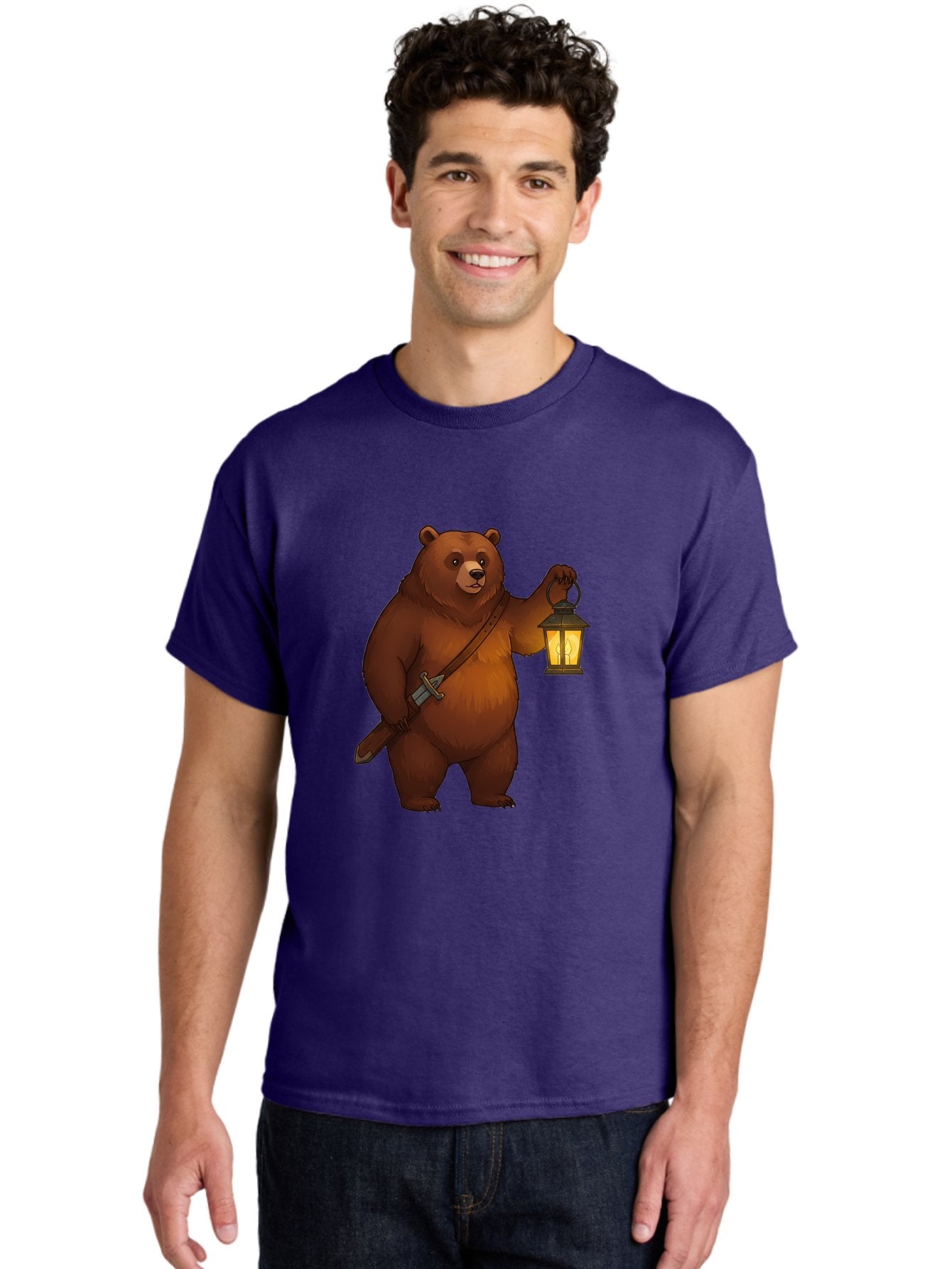 Bear-With-Lantern-2 Men'S Graphic Tee, 100% Cotton, Comfortable Casual Summer Wear, Machine Washable, Vintage Camera, Old Camera, Antique Camera, Black Camera, Classic Photography, Photography Equipment, Nostalgic Device, Film Camera, Bae879 26