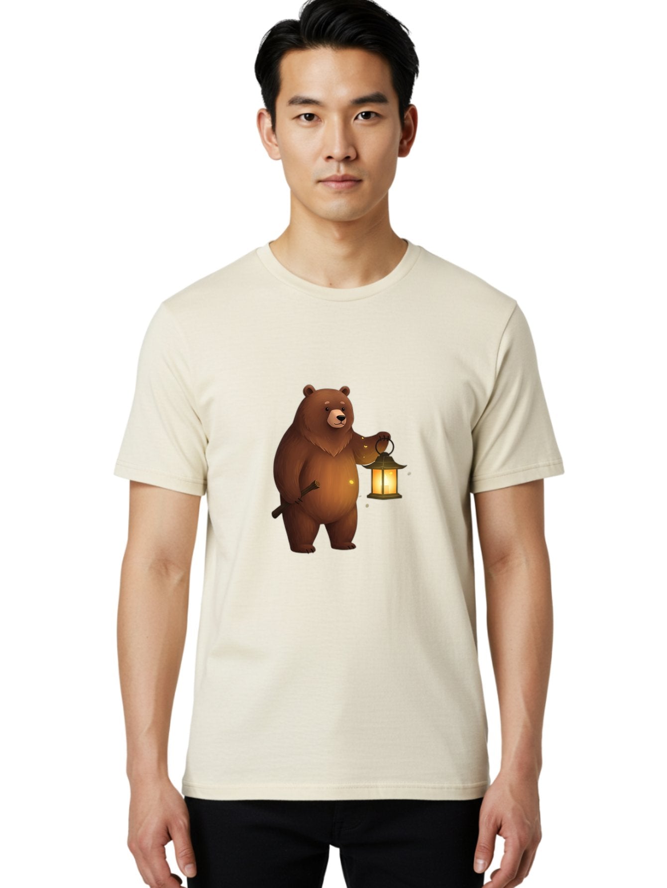 Bear-With-Lantern-3 Men'S Graphic Tee, 100% Cotton, Comfortable Casual Summer Wear, Machine Washable, Vintage Camera, Old Camera, Antique Camera, Black Camera, Classic Photography, Photography Equipment, Nostalgic Device, Film Camera, Bae880 22