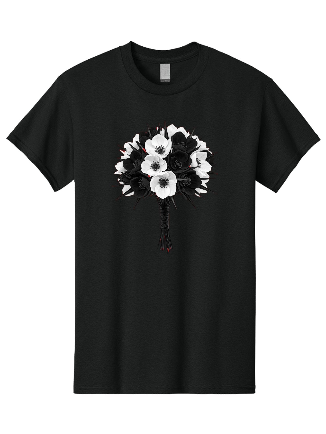 Black-And-White-Anemone-Bouquet Men'S Graphic Tee, 100% Cotton, Comfortable Casual Summer Wear, Machine Washable, Vintage Camera, Old Camera, Antique Camera, Black Camera, Classic Photography, Photography Equipment, Nostalgic Device, Bae895 12