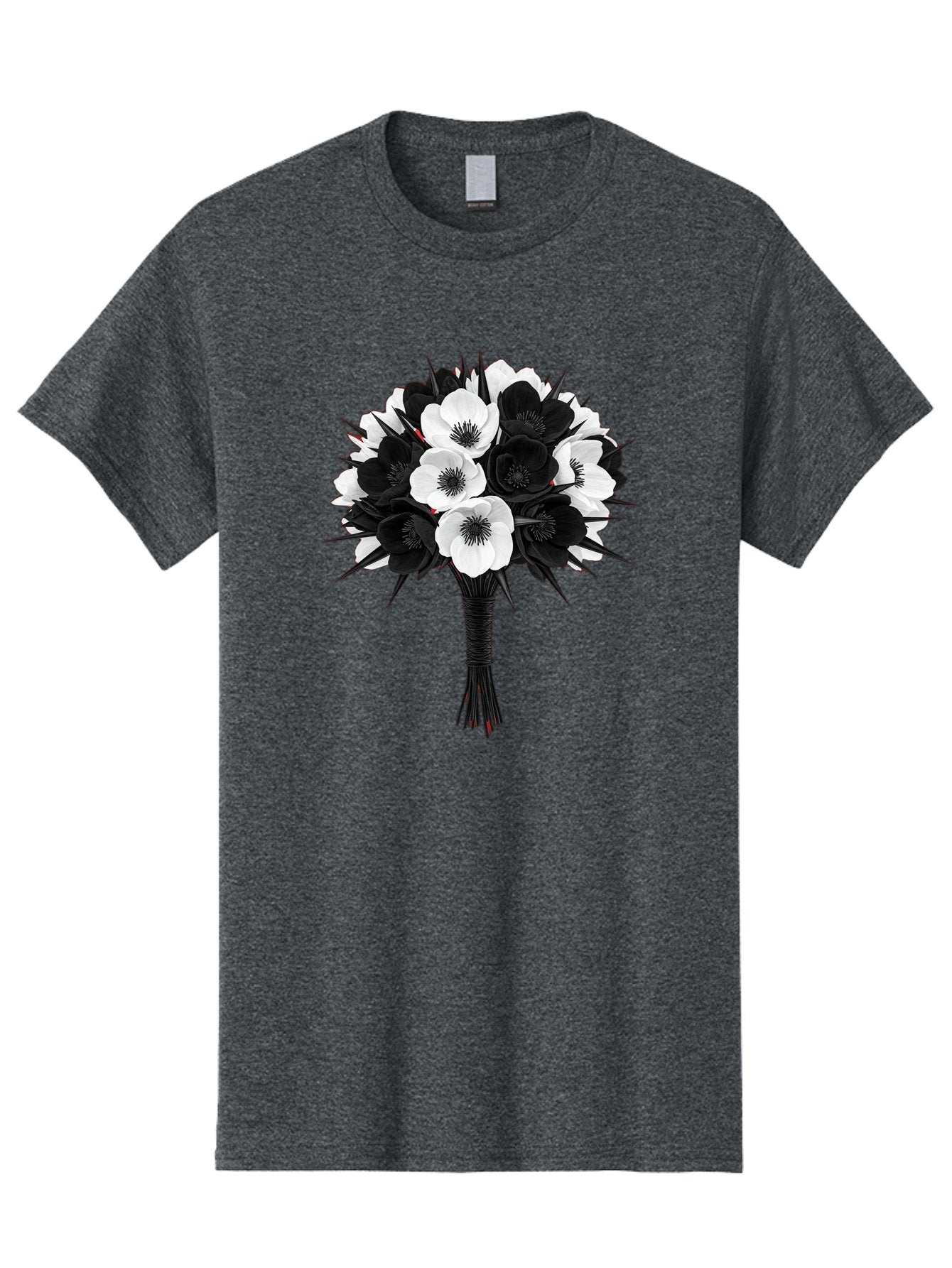 Black-And-White-Anemone-Bouquet Men'S Graphic Tee, 100% Cotton, Comfortable Casual Summer Wear, Machine Washable, Vintage Camera, Old Camera, Antique Camera, Black Camera, Classic Photography, Photography Equipment, Nostalgic Device, Bae895