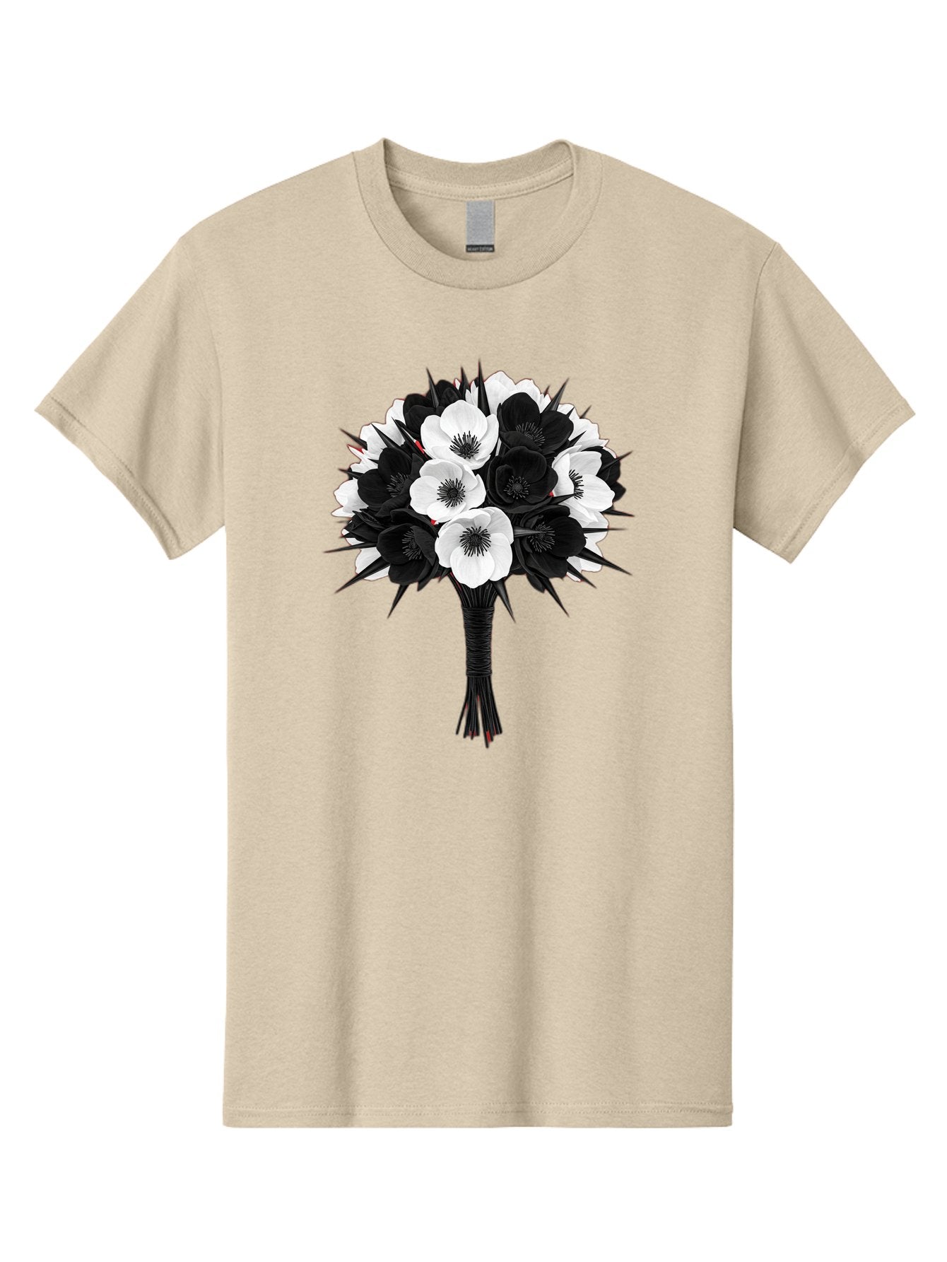Black-And-White-Anemone-Bouquet Men'S Graphic Tee, 100% Cotton, Comfortable Casual Summer Wear, Machine Washable, Vintage Camera, Old Camera, Antique Camera, Black Camera, Classic Photography, Photography Equipment, Nostalgic Device, Bae895 15