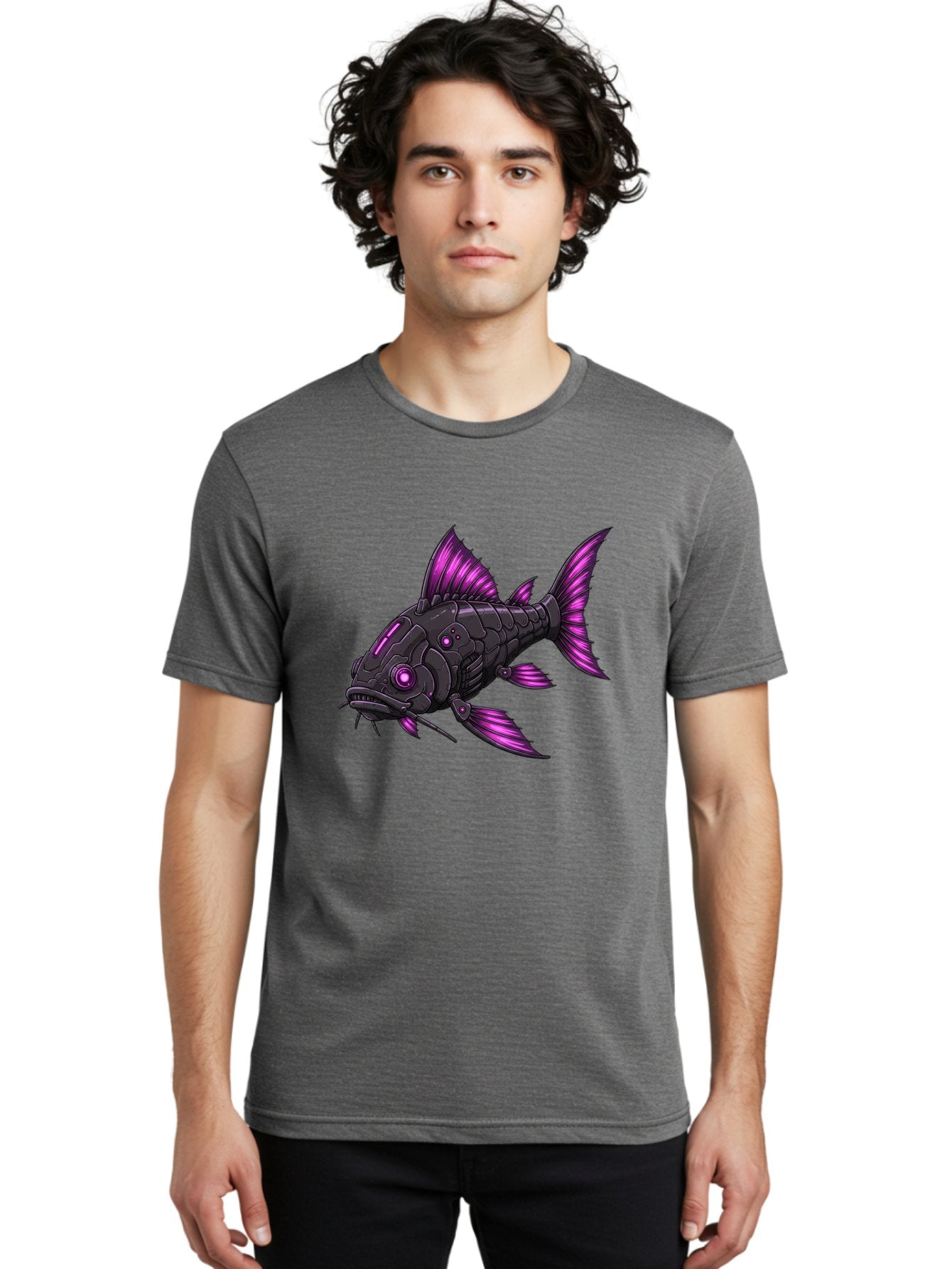 Black-Fish-With-Purple-Fins Men'S Graphic Tee, 100% Cotton, Comfortable Casual Summer Wear, Machine Washable, Vintage Camera, Old Camera, Antique Camera, Black Camera, Classic Photography, Photography Equipment, Nostalgic Device, Film Camera, Bae896 25