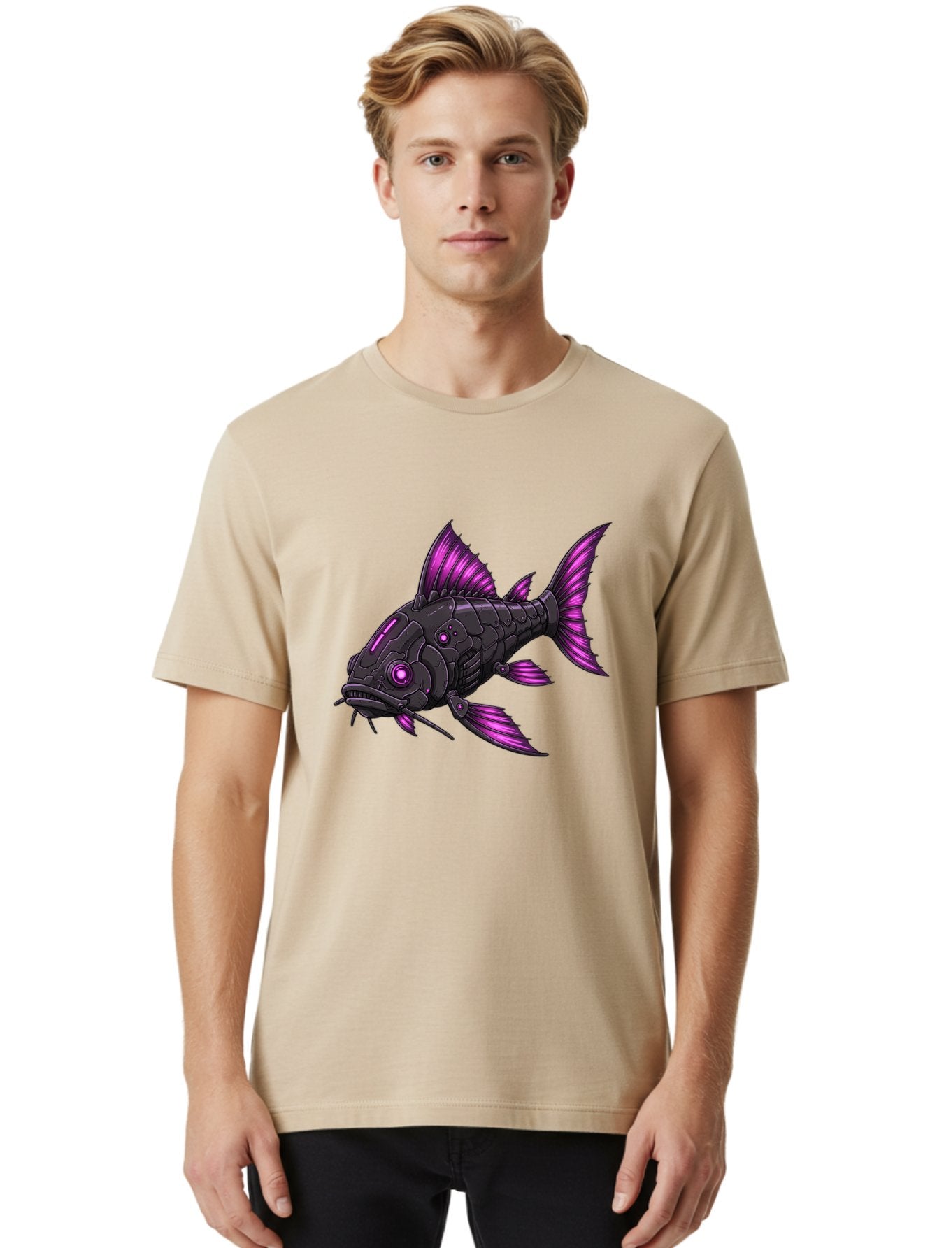 Black-Fish-With-Purple-Fins Men'S Graphic Tee, 100% Cotton, Comfortable Casual Summer Wear, Machine Washable, Vintage Camera, Old Camera, Antique Camera, Black Camera, Classic Photography, Photography Equipment, Nostalgic Device, Film Camera, Bae896 22