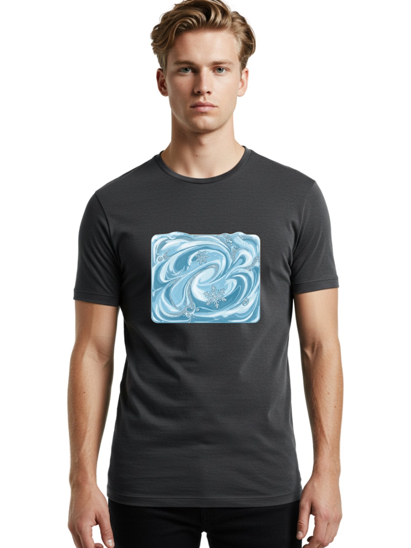 Blue-Swirl-Snowflakes Men'S Graphic Tee, 100% Cotton, Comfortable Casual Summer Wear, Machine Washable, Vintage Camera, Old Camera, Antique Camera, Black Camera, Classic Photography, Photography Equipment, Nostalgic Device, Film Camera, Bae898 23