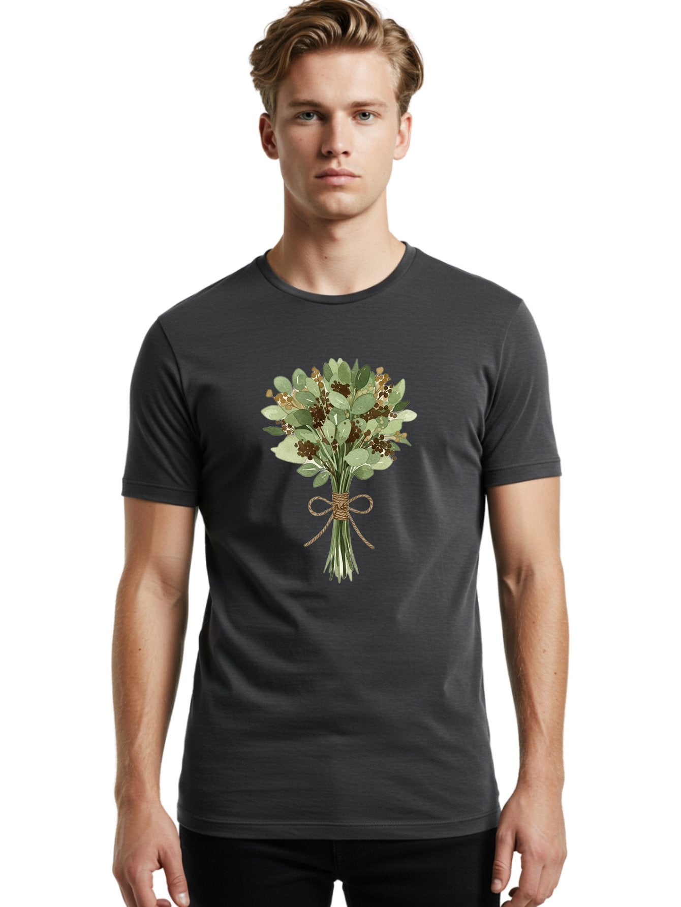 Bouquet-Of-Leaves-And-Berries Men'S Graphic Tee, 100% Cotton, Comfortable Casual Summer Wear, Machine Washable, Vintage Camera, Old Camera, Antique Camera, Black Camera, Classic Photography, Photography Equipment, Nostalgic Device, Bae903 19