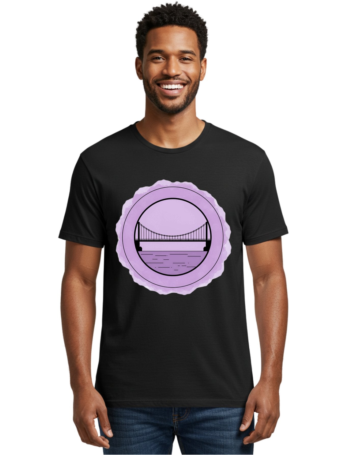 Bridge-Illustration Men'S Graphic Tee, 100% Cotton, Comfortable Casual Summer Wear, Machine Washable, Vintage Camera, Old Camera, Antique Camera, Black Camera, Classic Photography, Photography Equipment, Nostalgic Device, Film Camera, Bae905 23