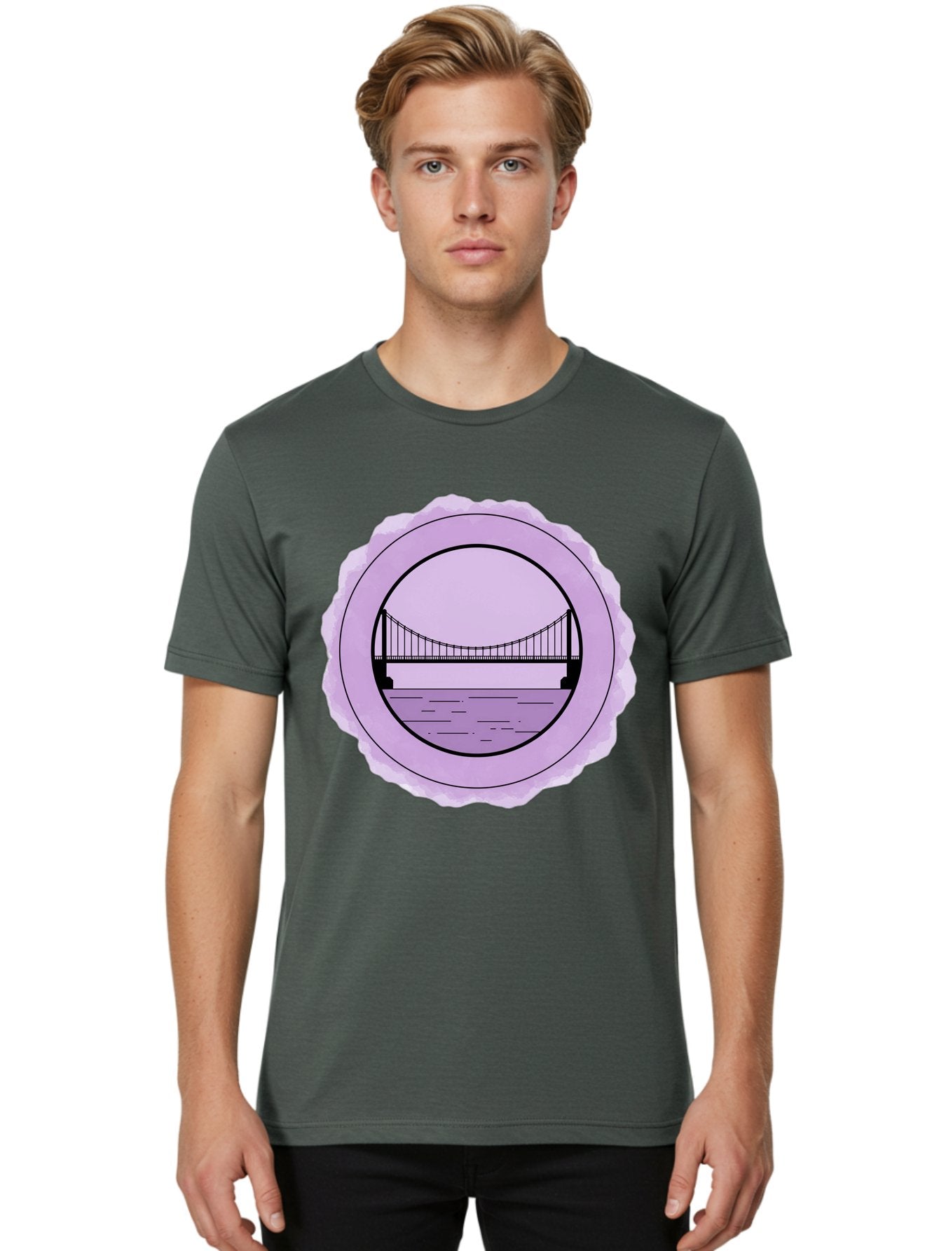 Bridge-Illustration Men'S Graphic Tee, 100% Cotton, Comfortable Casual Summer Wear, Machine Washable, Vintage Camera, Old Camera, Antique Camera, Black Camera, Classic Photography, Photography Equipment, Nostalgic Device, Film Camera, Bae905 21