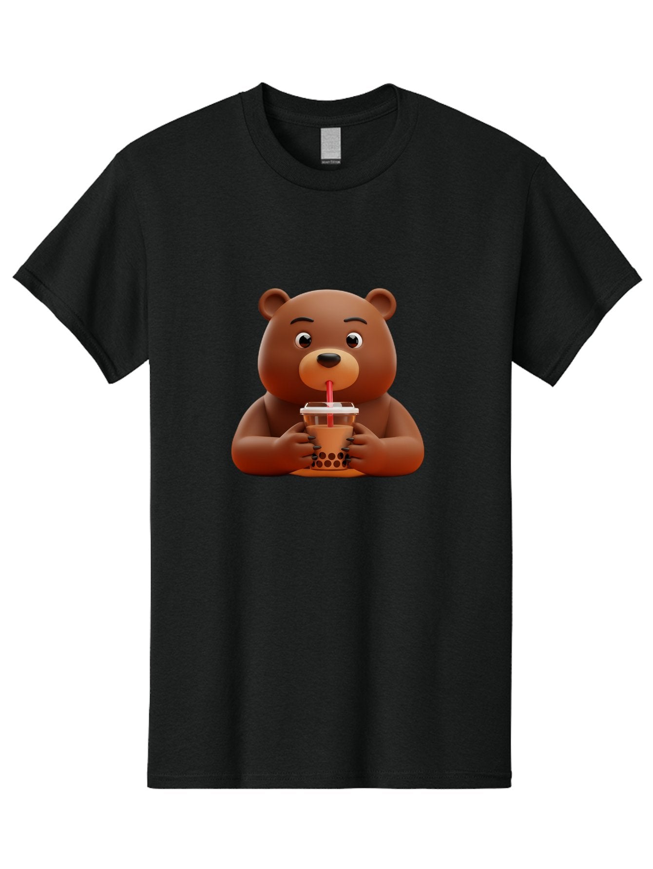 Brown-Bear-Drinking-Bubble-Tea Men'S Graphic Tee, 100% Cotton, Comfortable Casual Summer Wear, Machine Washable, Vintage Camera, Old Camera, Antique Camera, Black Camera, Classic Photography, Photography Equipment, Nostalgic Device, Bae918