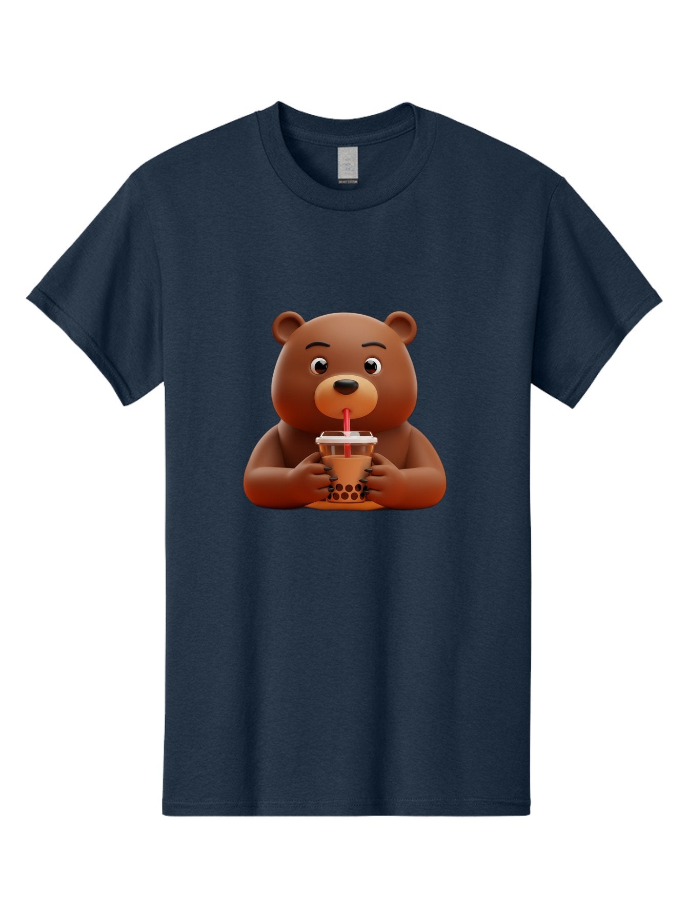 Brown-Bear-Drinking-Bubble-Tea Men'S Graphic Tee, 100% Cotton, Comfortable Casual Summer Wear, Machine Washable, Vintage Camera, Old Camera, Antique Camera, Black Camera, Classic Photography, Photography Equipment, Nostalgic Device, Bae918
