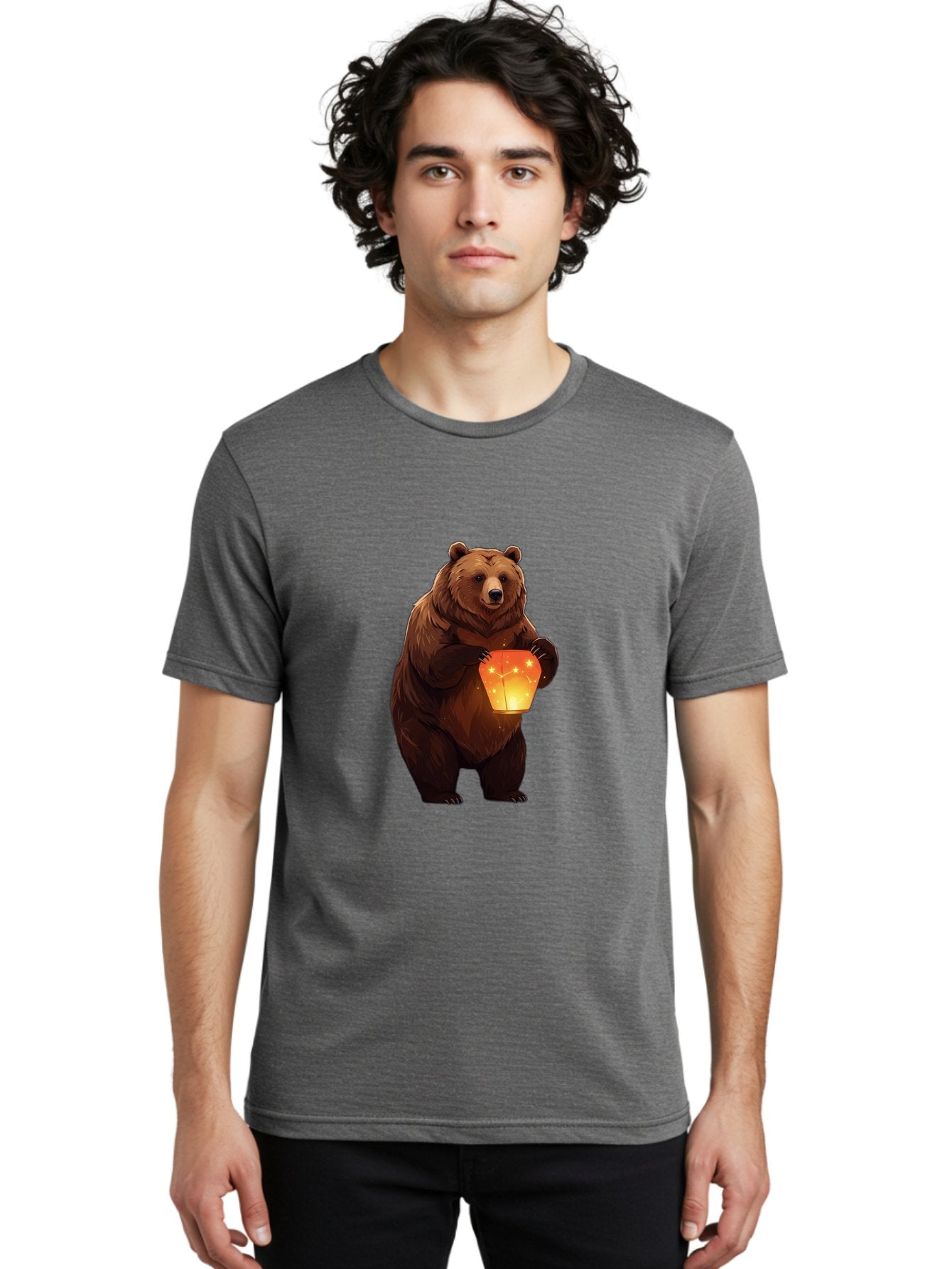 Brown-Bear-Holding-Lantern Men'S Graphic Tee, 100% Cotton, Comfortable Casual Summer Wear, Machine Washable, Vintage Camera, Old Camera, Antique Camera, Black Camera, Classic Photography, Photography Equipment, Nostalgic Device, Film Camera, Bae921 22