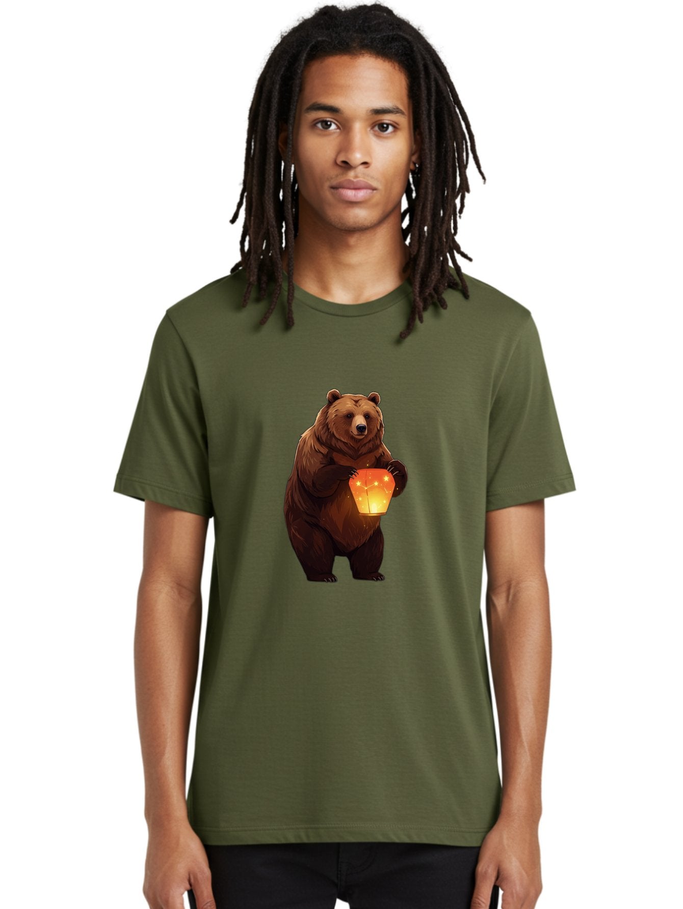 Brown-Bear-Holding-Lantern Men'S Graphic Tee, 100% Cotton, Comfortable Casual Summer Wear, Machine Washable, Vintage Camera, Old Camera, Antique Camera, Black Camera, Classic Photography, Photography Equipment, Nostalgic Device, Film Camera, Bae921 30