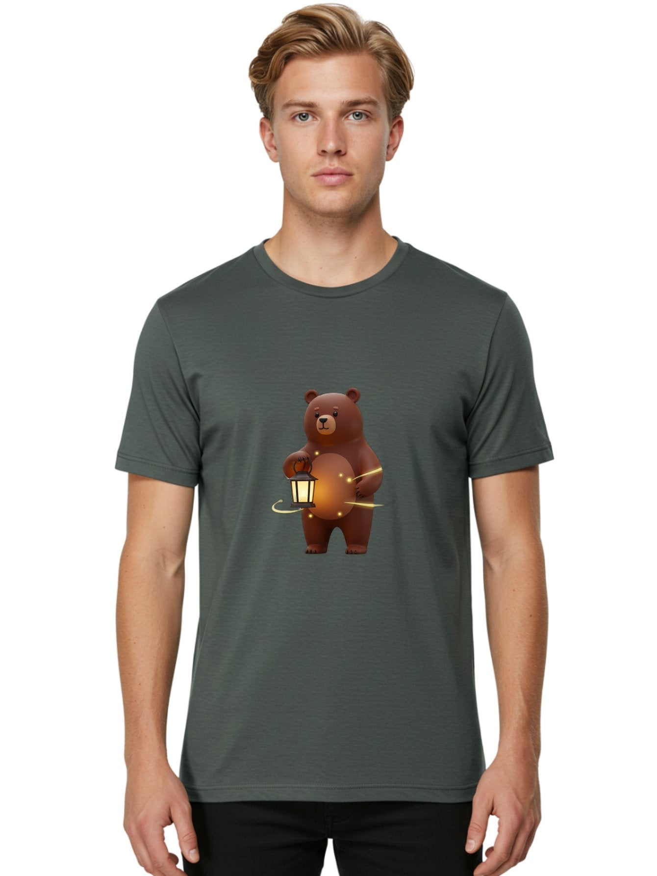 Brown-Bear-Lantern Men'S Graphic Tee, 100% Cotton, Comfortable Casual Summer Wear, Machine Washable, Vintage Camera, Old Camera, Antique Camera, Black Camera, Classic Photography, Photography Equipment, Nostalgic Device, Film Camera, Bae923 23