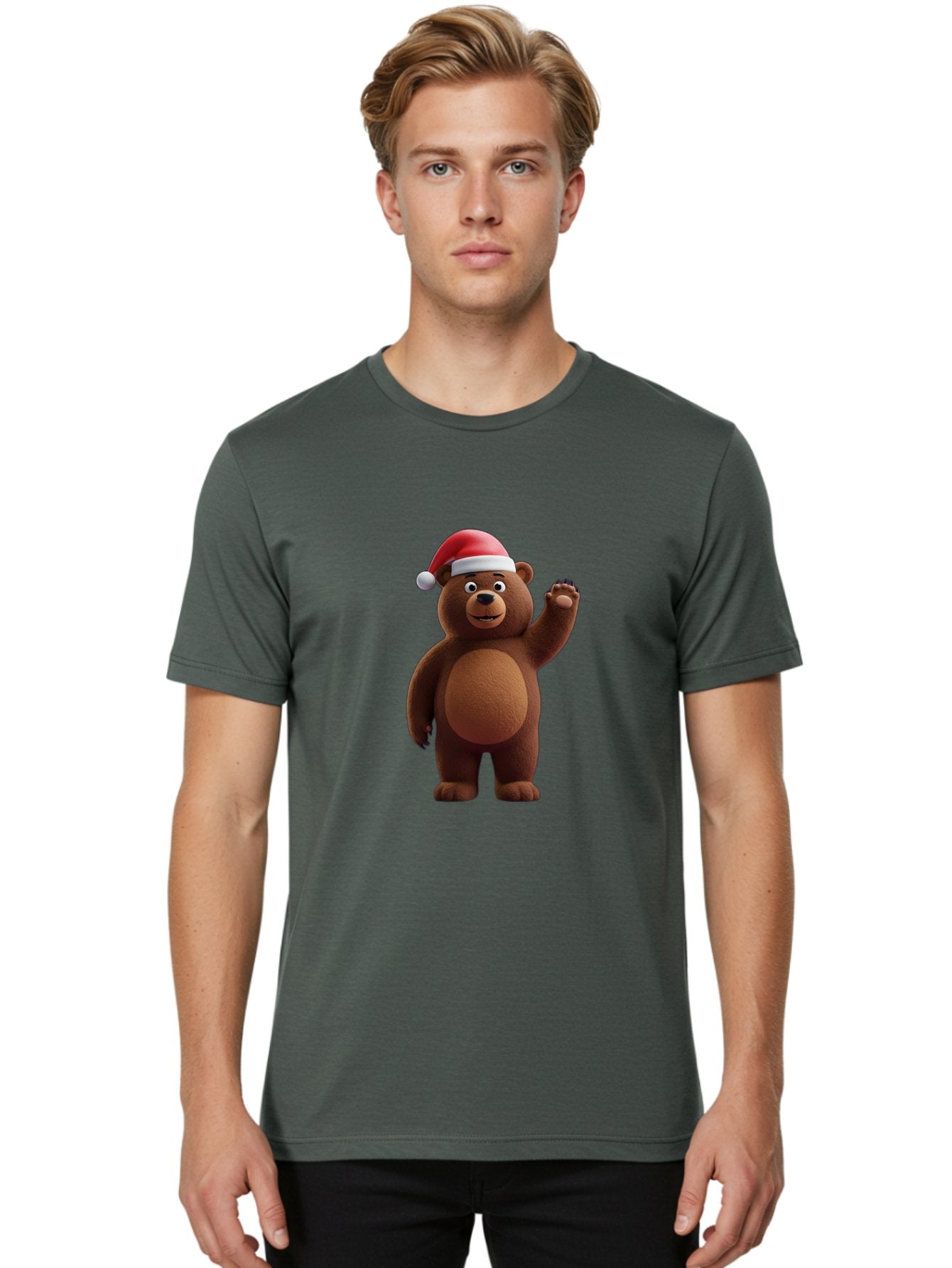 Brown-Bear-Santa-Hat-1 Men'S Graphic Tee, 100% Cotton, Comfortable Casual Summer Wear, Machine Washable, Vintage Camera, Old Camera, Antique Camera, Black Camera, Classic Photography, Photography Equipment, Nostalgic Device, Film Camera, Bae924 25