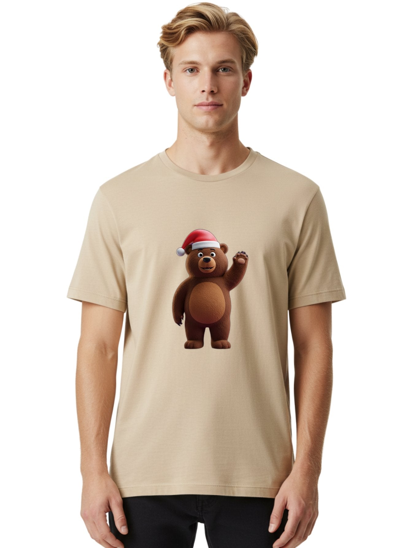 Brown-Bear-Santa-Hat-1 Men'S Graphic Tee, 100% Cotton, Comfortable Casual Summer Wear, Machine Washable, Vintage Camera, Old Camera, Antique Camera, Black Camera, Classic Photography, Photography Equipment, Nostalgic Device, Film Camera, Bae924 29