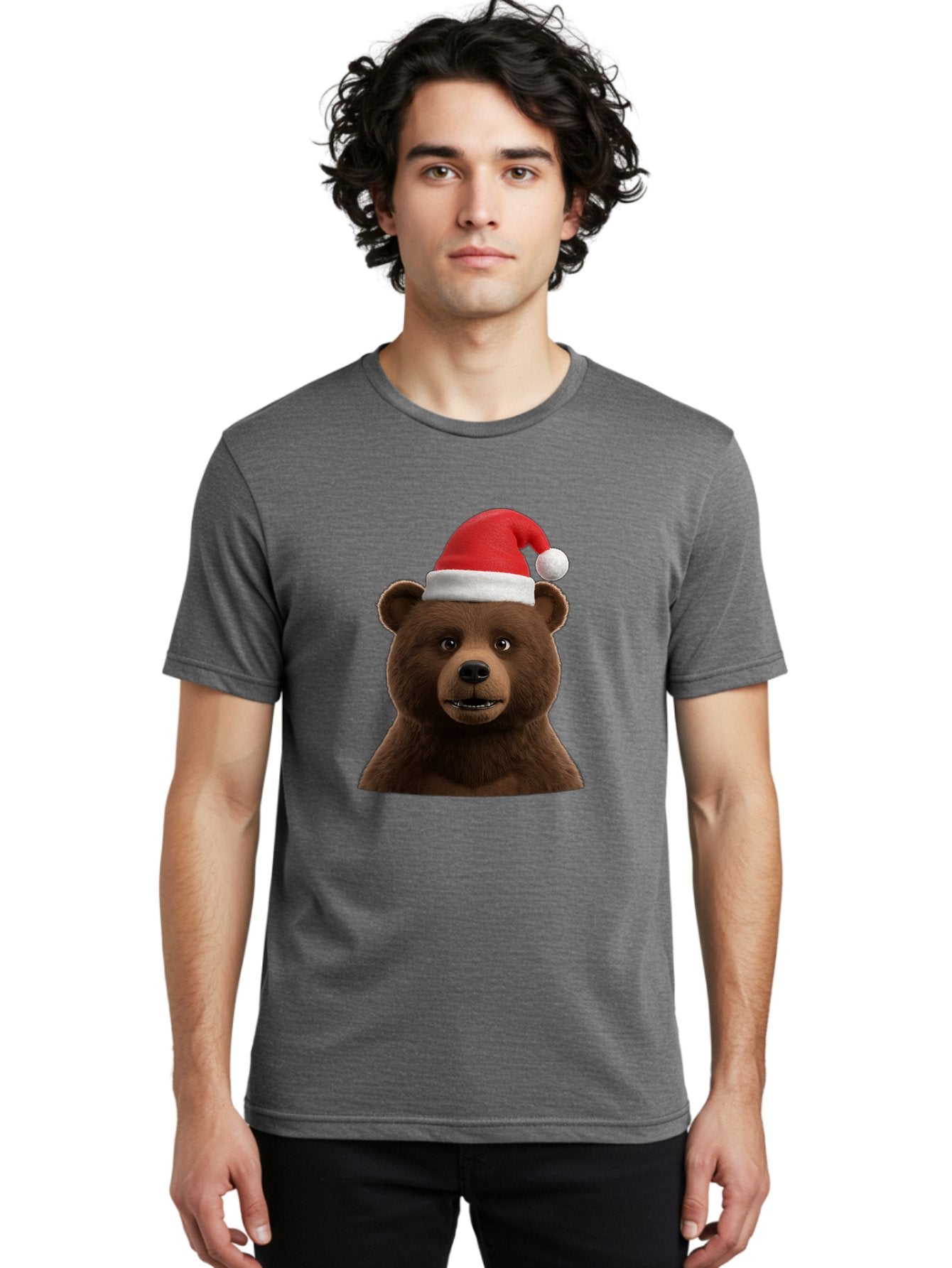 Brown-Bear-Santa-Hat Men'S Graphic Tee, 100% Cotton, Comfortable Casual Summer Wear, Machine Washable, Vintage Camera, Old Camera, Antique Camera, Black Camera, Classic Photography, Photography Equipment, Nostalgic Device, Film Camera, Bae925 20