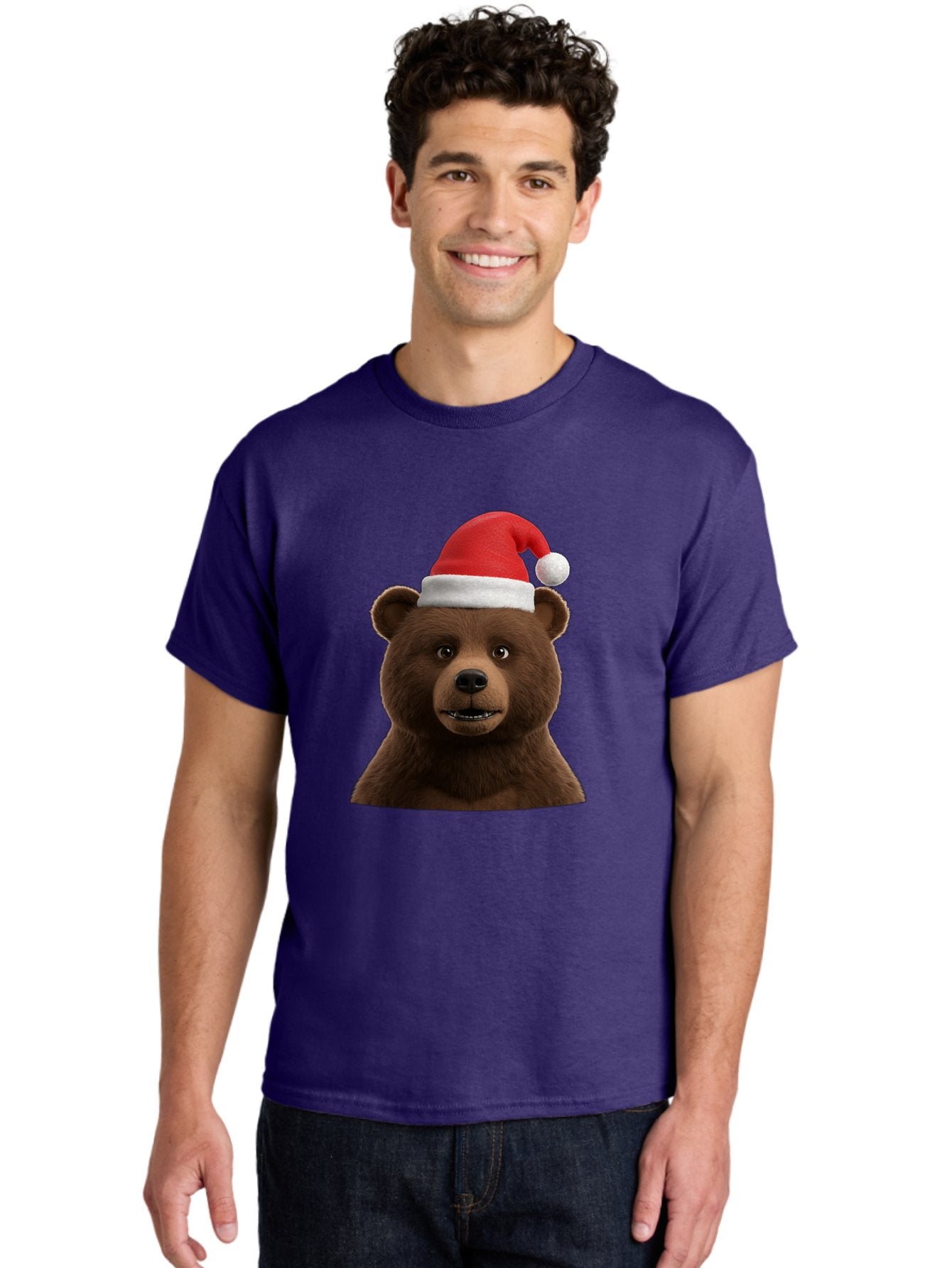 Brown-Bear-Santa-Hat Men'S Graphic Tee, 100% Cotton, Comfortable Casual Summer Wear, Machine Washable, Vintage Camera, Old Camera, Antique Camera, Black Camera, Classic Photography, Photography Equipment, Nostalgic Device, Film Camera, Bae925 25