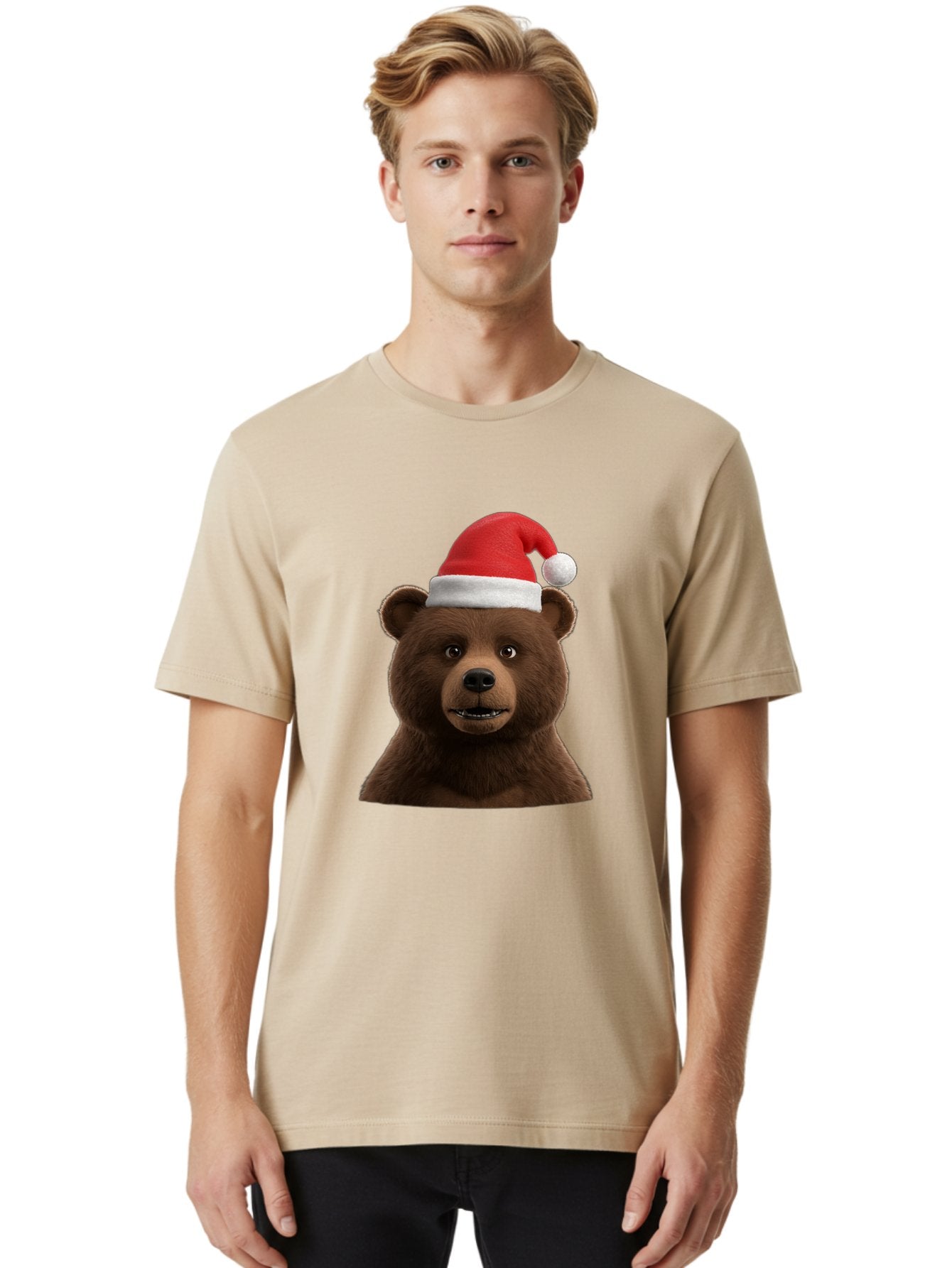 Brown-Bear-Santa-Hat Men'S Graphic Tee, 100% Cotton, Comfortable Casual Summer Wear, Machine Washable, Vintage Camera, Old Camera, Antique Camera, Black Camera, Classic Photography, Photography Equipment, Nostalgic Device, Film Camera, Bae925 18