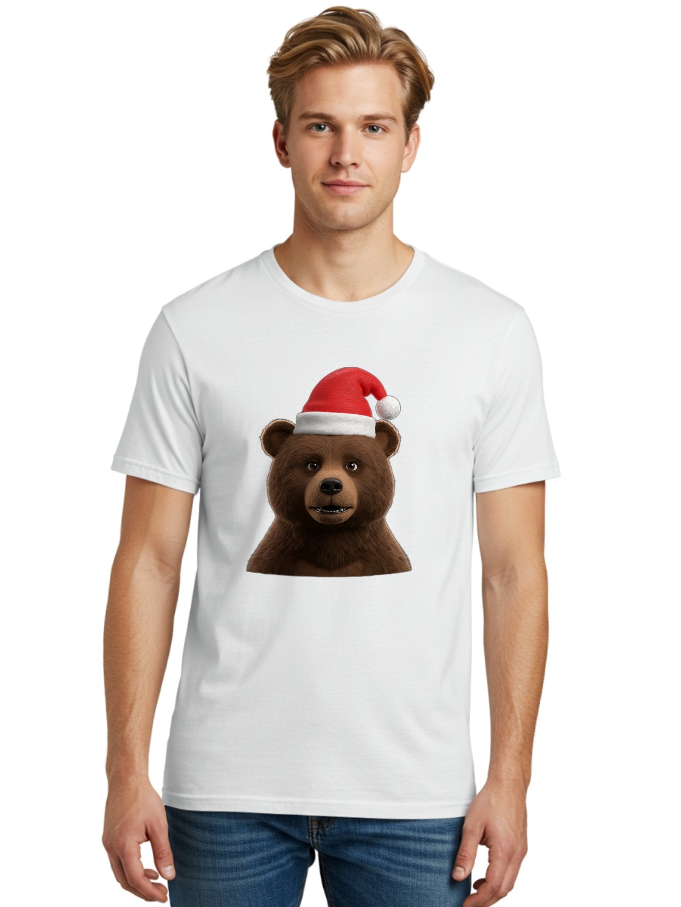 Brown-Bear-Santa-Hat Men'S Graphic Tee, 100% Cotton, Comfortable Casual Summer Wear, Machine Washable, Vintage Camera, Old Camera, Antique Camera, Black Camera, Classic Photography, Photography Equipment, Nostalgic Device, Film Camera, Bae925 22