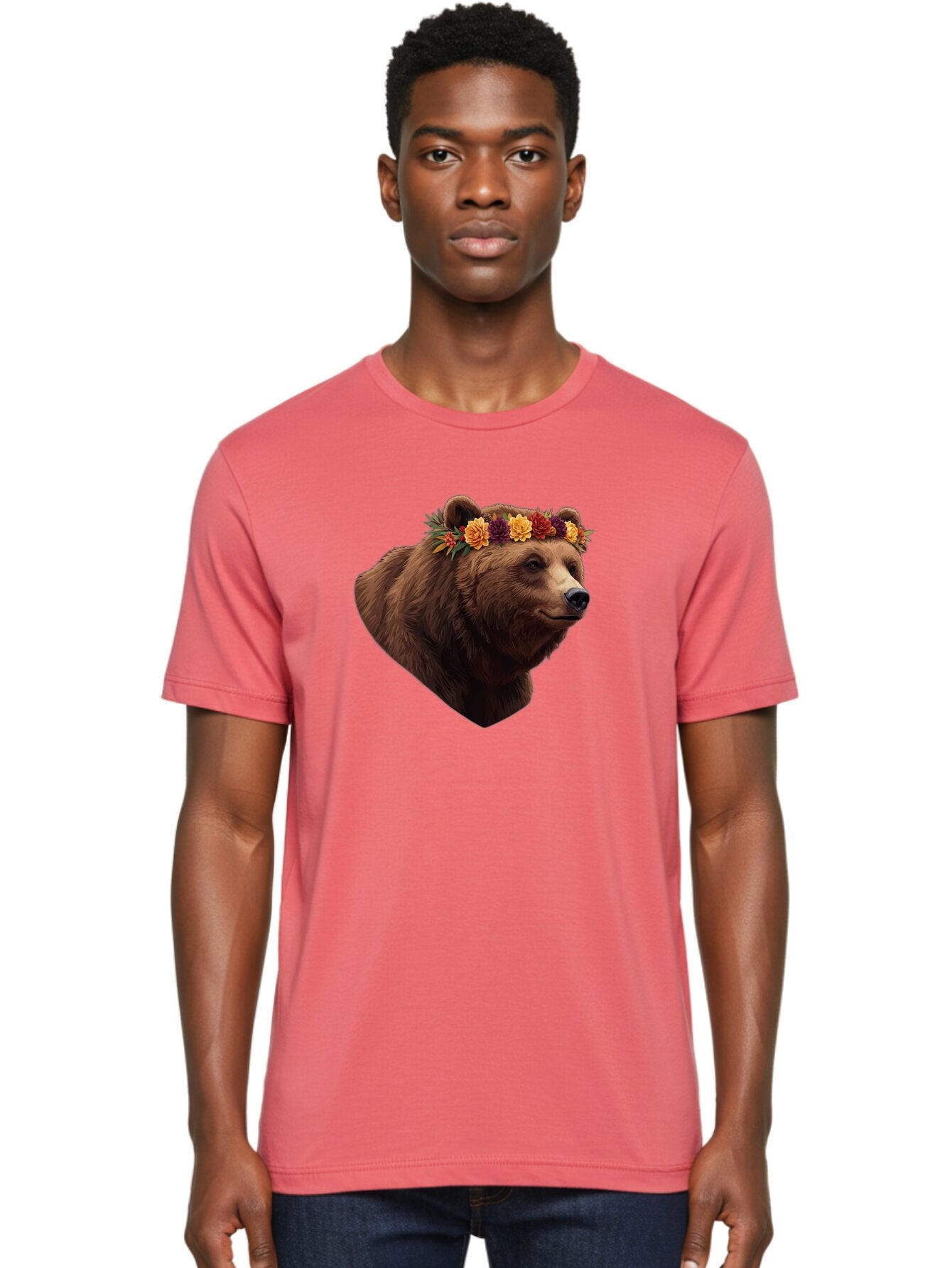 Brown-Bear-With-Flower-Crown Men'S Graphic Tee, 100% Cotton, Comfortable Casual Summer Wear, Machine Washable, Vintage Camera, Old Camera, Antique Camera, Black Camera, Classic Photography, Photography Equipment, Nostalgic Device, Film Camera, Bae928 18