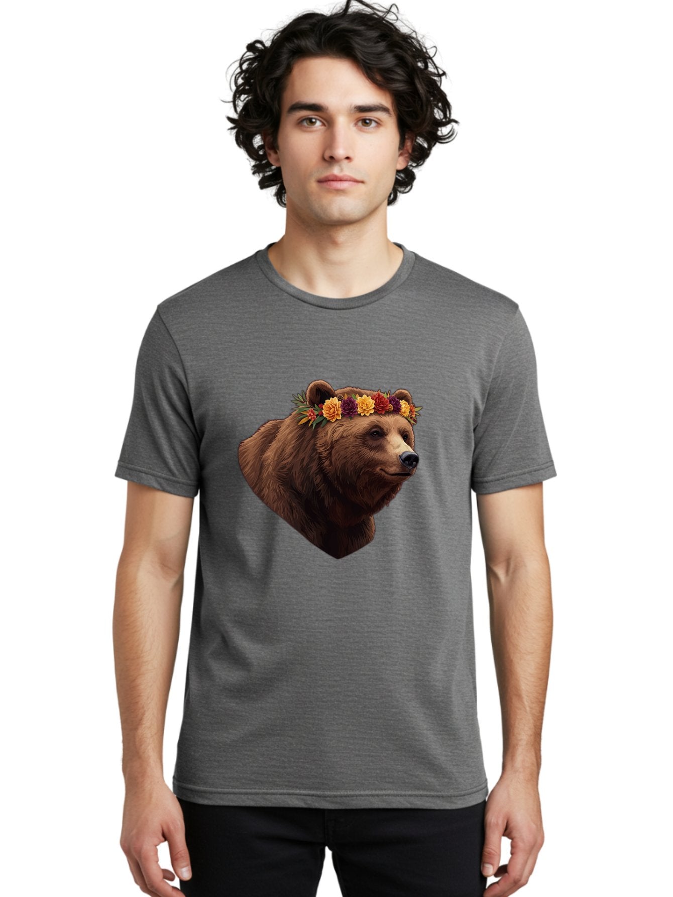 Brown-Bear-With-Flower-Crown Men'S Graphic Tee, 100% Cotton, Comfortable Casual Summer Wear, Machine Washable, Vintage Camera, Old Camera, Antique Camera, Black Camera, Classic Photography, Photography Equipment, Nostalgic Device, Film Camera, Bae928 28