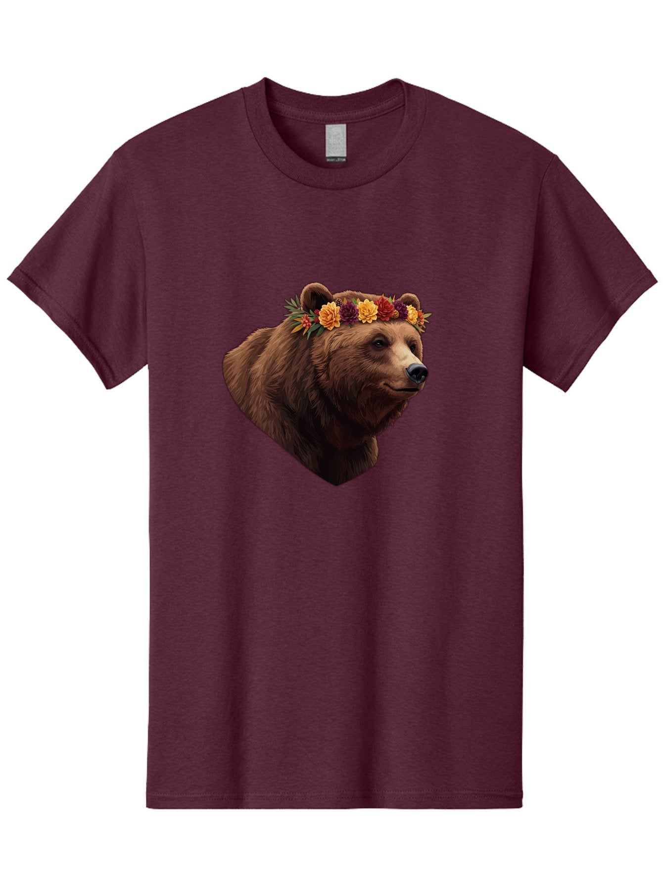 Brown-Bear-With-Flower-Crown Men'S Graphic Tee, 100% Cotton, Comfortable Casual Summer Wear, Machine Washable, Vintage Camera, Old Camera, Antique Camera, Black Camera, Classic Photography, Photography Equipment, Nostalgic Device, Film Camera, Bae928 5