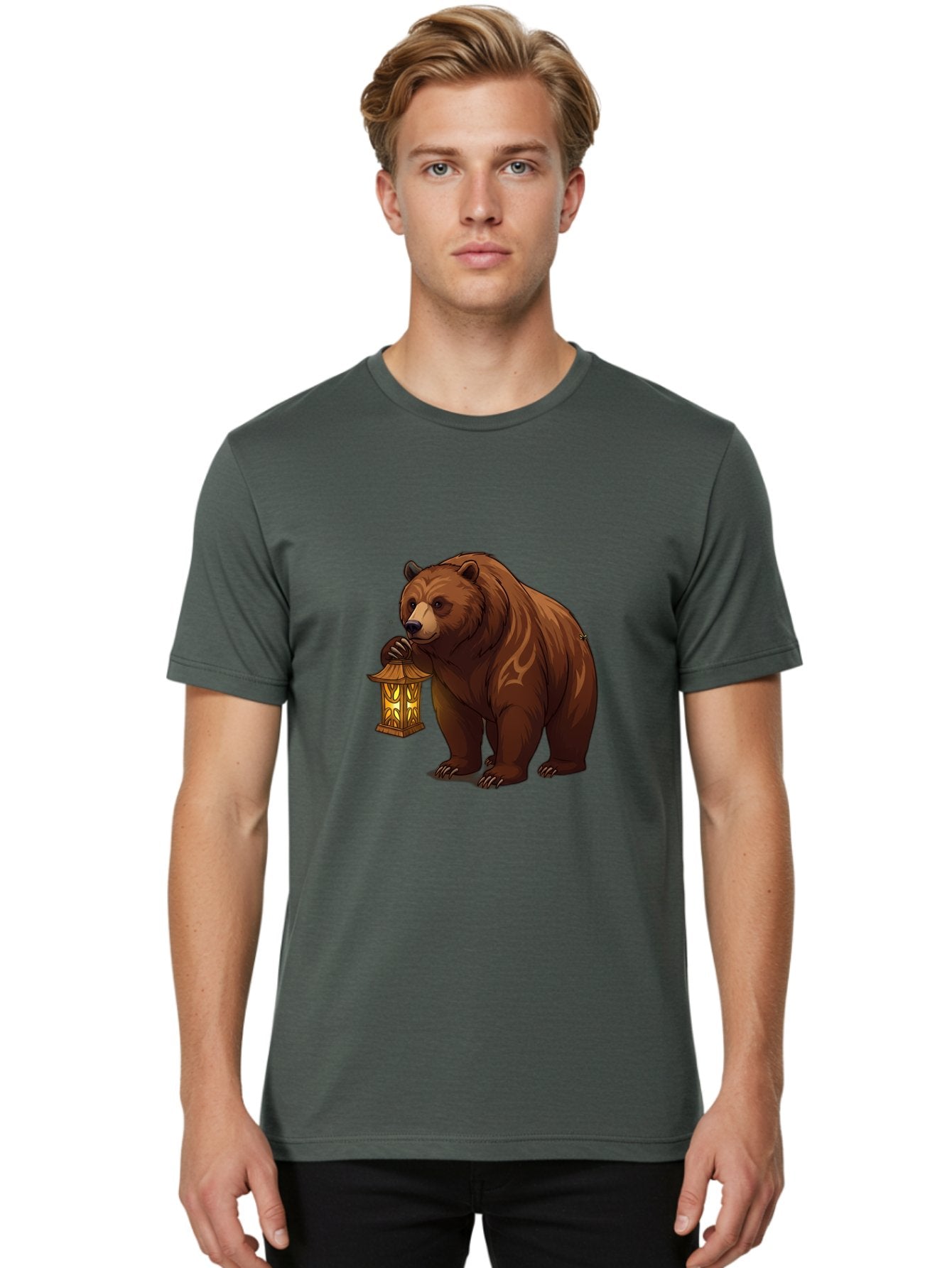 Brown-Bear-With-Lantern Men'S Graphic Tee, 100% Cotton, Comfortable Casual Summer Wear, Machine Washable, Vintage Camera, Old Camera, Antique Camera, Black Camera, Classic Photography, Photography Equipment, Nostalgic Device, Film Camera, Bae930 26