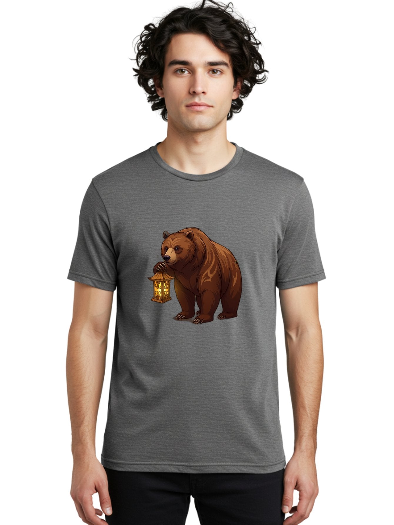 Brown-Bear-With-Lantern Men'S Graphic Tee, 100% Cotton, Comfortable Casual Summer Wear, Machine Washable, Vintage Camera, Old Camera, Antique Camera, Black Camera, Classic Photography, Photography Equipment, Nostalgic Device, Film Camera, Bae930 22