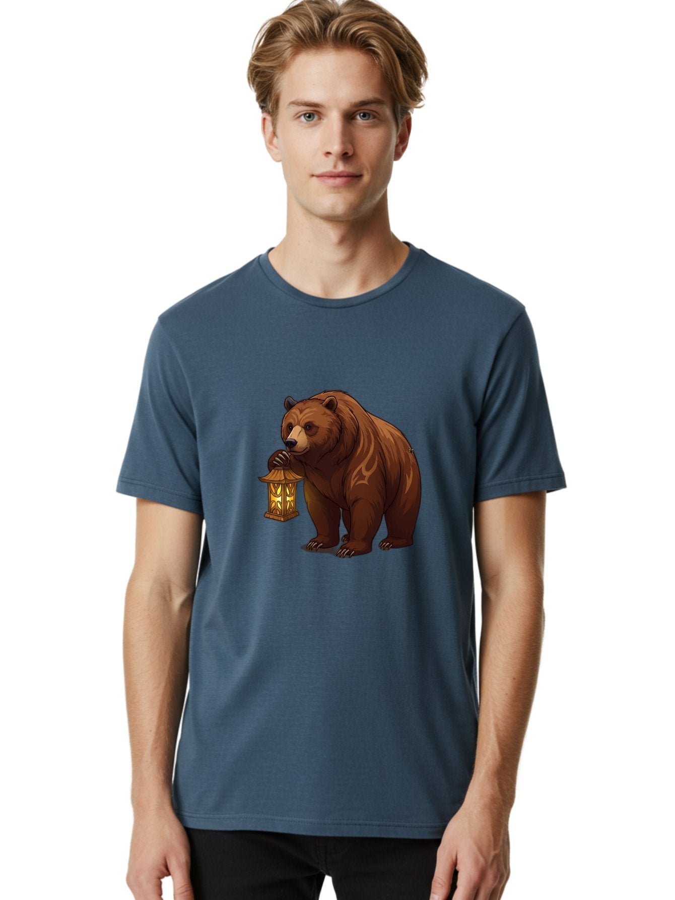 Brown-Bear-With-Lantern Men'S Graphic Tee, 100% Cotton, Comfortable Casual Summer Wear, Machine Washable, Vintage Camera, Old Camera, Antique Camera, Black Camera, Classic Photography, Photography Equipment, Nostalgic Device, Film Camera, Bae930 16