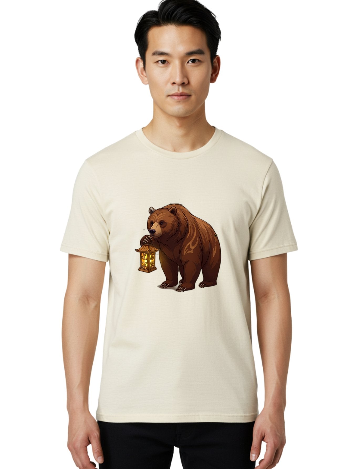 Brown-Bear-With-Lantern Men'S Graphic Tee, 100% Cotton, Comfortable Casual Summer Wear, Machine Washable, Vintage Camera, Old Camera, Antique Camera, Black Camera, Classic Photography, Photography Equipment, Nostalgic Device, Film Camera, Bae930 29