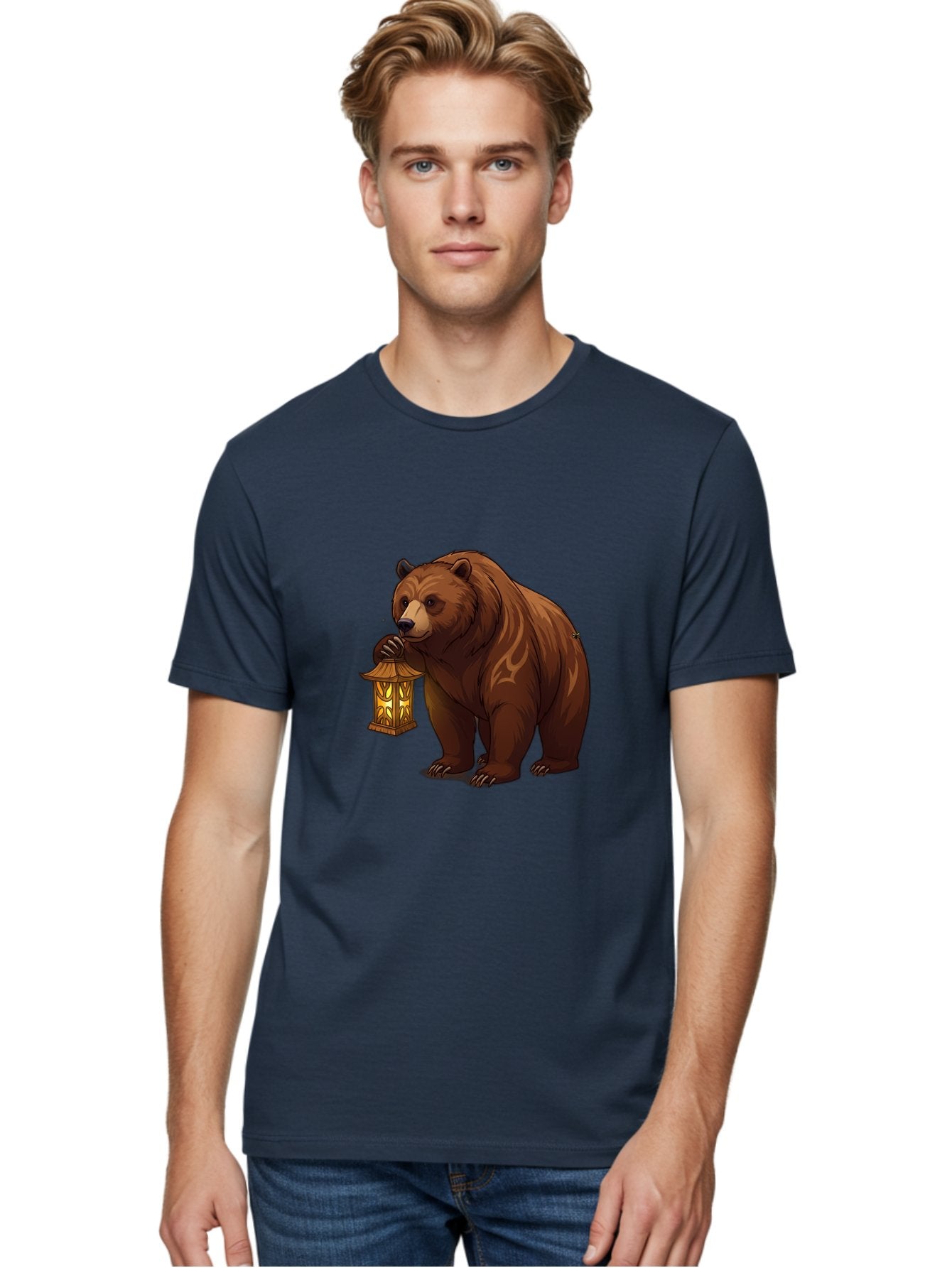 Brown-Bear-With-Lantern Men'S Graphic Tee, 100% Cotton, Comfortable Casual Summer Wear, Machine Washable, Vintage Camera, Old Camera, Antique Camera, Black Camera, Classic Photography, Photography Equipment, Nostalgic Device, Film Camera, Bae930 18