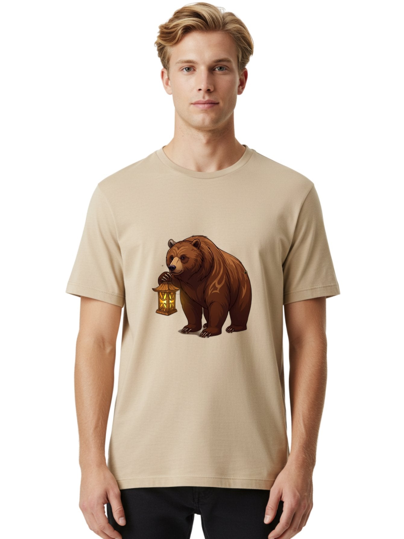 Brown-Bear-With-Lantern Men'S Graphic Tee, 100% Cotton, Comfortable Casual Summer Wear, Machine Washable, Vintage Camera, Old Camera, Antique Camera, Black Camera, Classic Photography, Photography Equipment, Nostalgic Device, Film Camera, Bae930 23