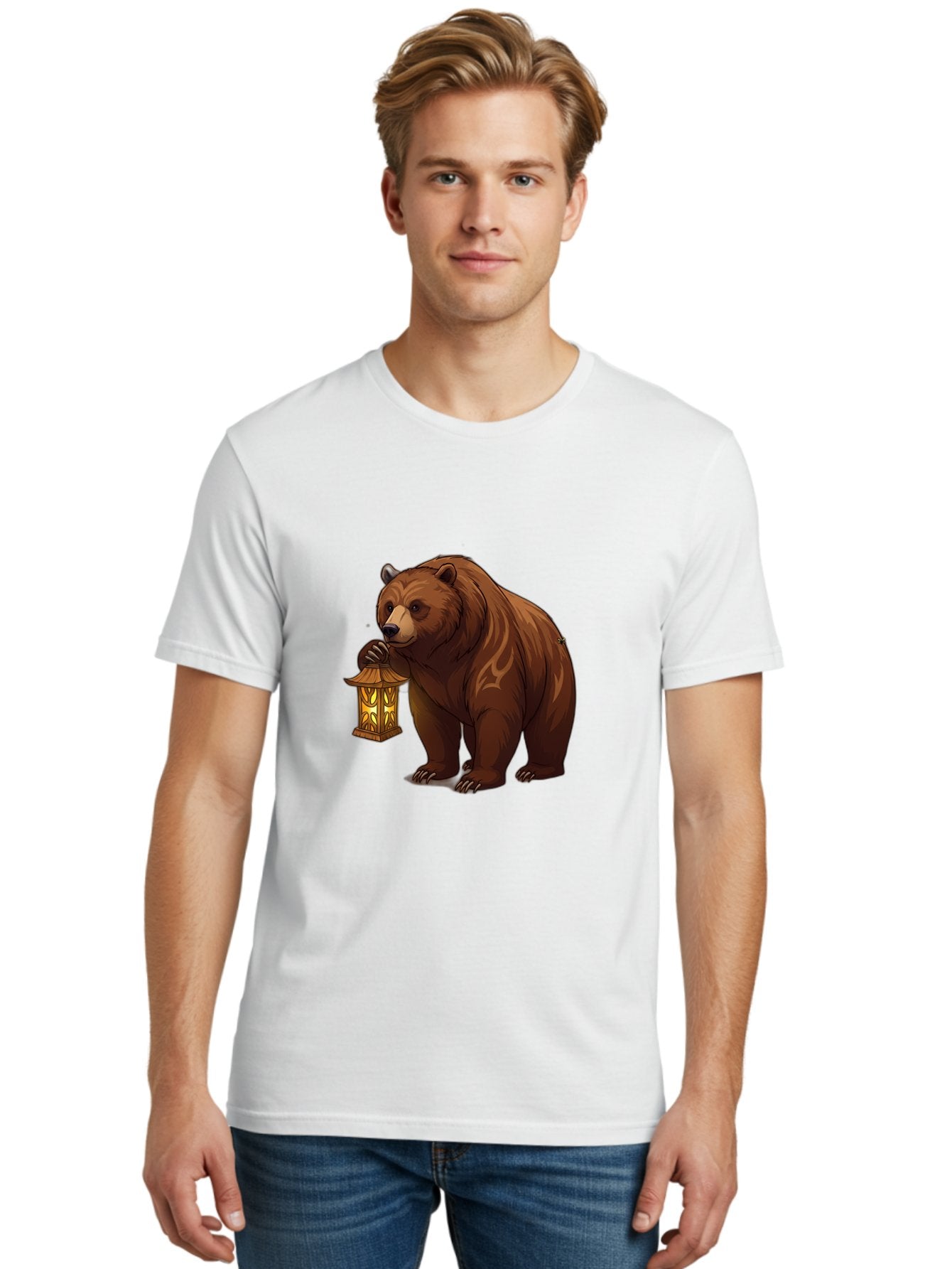 Brown-Bear-With-Lantern Men'S Graphic Tee, 100% Cotton, Comfortable Casual Summer Wear, Machine Washable, Vintage Camera, Old Camera, Antique Camera, Black Camera, Classic Photography, Photography Equipment, Nostalgic Device, Film Camera, Bae930 28