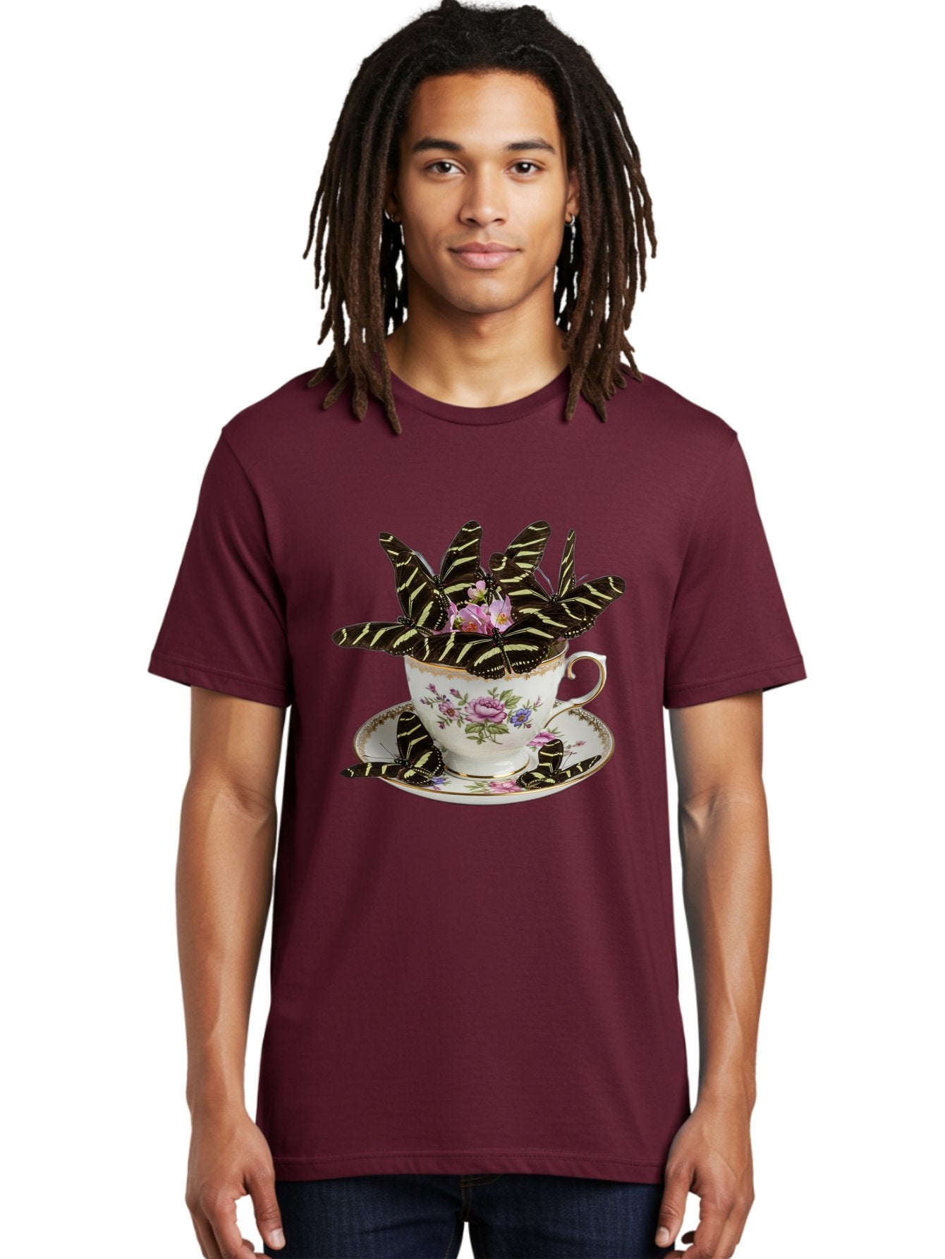Butterflies-In-Tea-Cup Men'S Graphic Tee, 100% Cotton, Comfortable Casual Summer Wear, Machine Washable, Vintage Camera, Old Camera, Antique Camera, Black Camera, Classic Photography, Photography Equipment, Nostalgic Device, Film Camera, Bae939 28