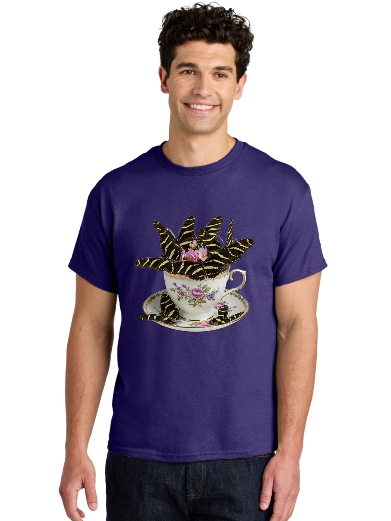 Butterflies-In-Tea-Cup Men'S Graphic Tee, 100% Cotton, Comfortable Casual Summer Wear, Machine Washable, Vintage Camera, Old Camera, Antique Camera, Black Camera, Classic Photography, Photography Equipment, Nostalgic Device, Film Camera, Bae939 24