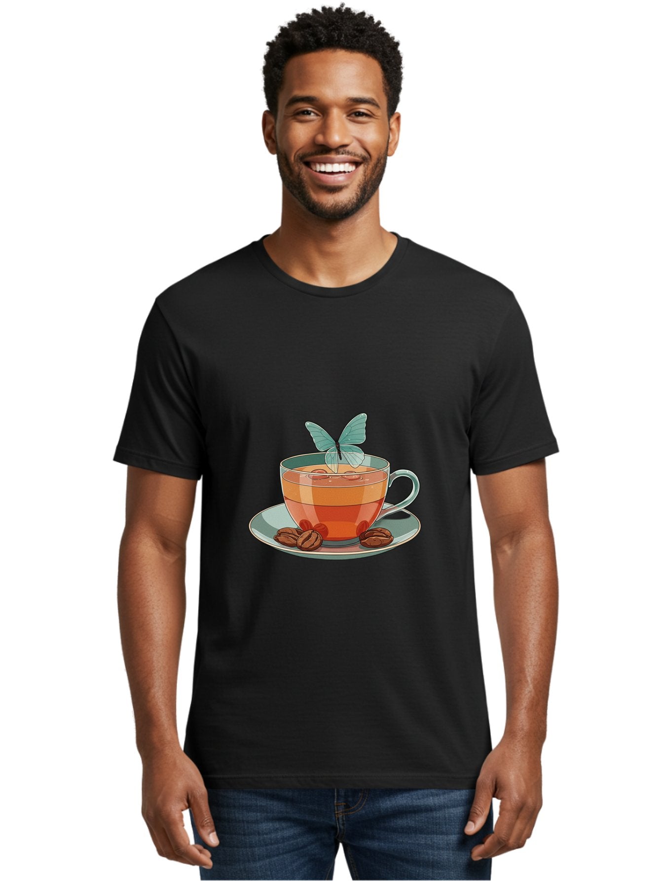 Butterfly-Coffee-Cup Men'S Graphic Tee, 100% Cotton, Comfortable Casual Summer Wear, Machine Washable, Vintage Camera, Old Camera, Antique Camera, Black Camera, Classic Photography, Photography Equipment, Nostalgic Device, Film Camera, Bae940 16