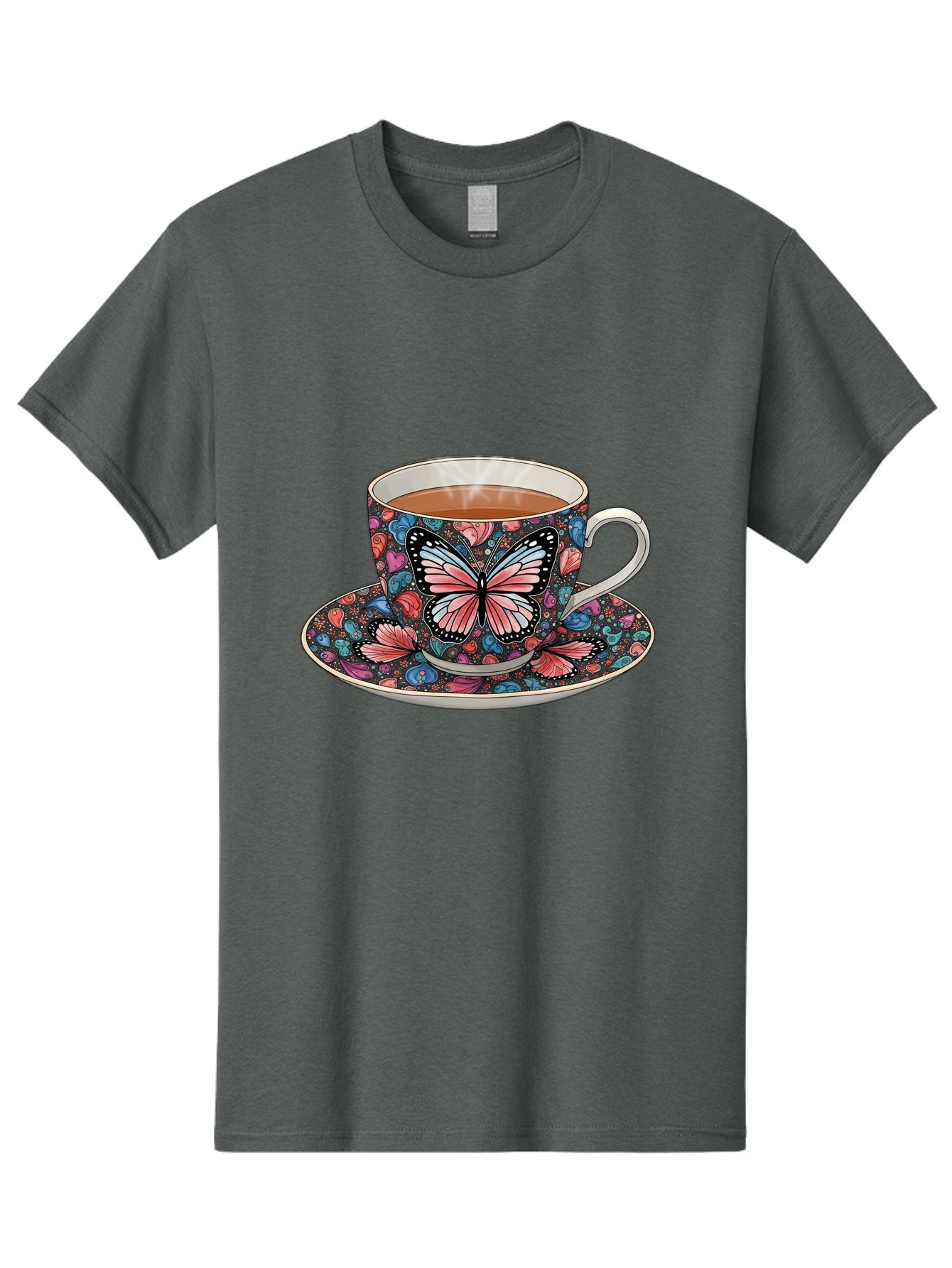 Butterfly-Tea-Cup-1 Men'S Graphic Tee, 100% Cotton, Comfortable Casual Summer Wear, Machine Washable, Vintage Camera, Old Camera, Antique Camera, Black Camera, Classic Photography, Photography Equipment, Nostalgic Device, Film Camera, Bae941