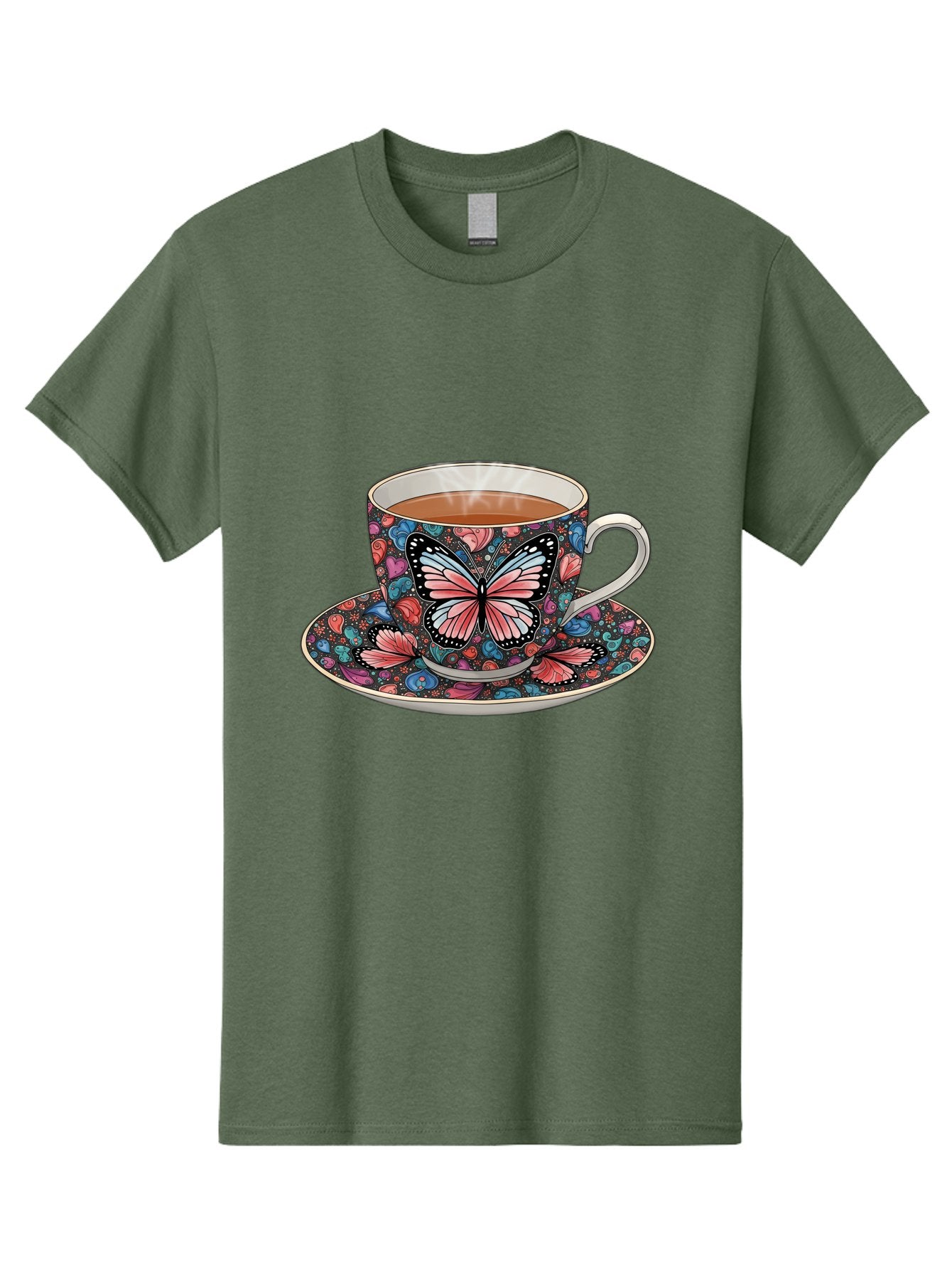 Butterfly-Tea-Cup-1 Men'S Graphic Tee, 100% Cotton, Comfortable Casual Summer Wear, Machine Washable, Vintage Camera, Old Camera, Antique Camera, Black Camera, Classic Photography, Photography Equipment, Nostalgic Device, Film Camera, Bae941