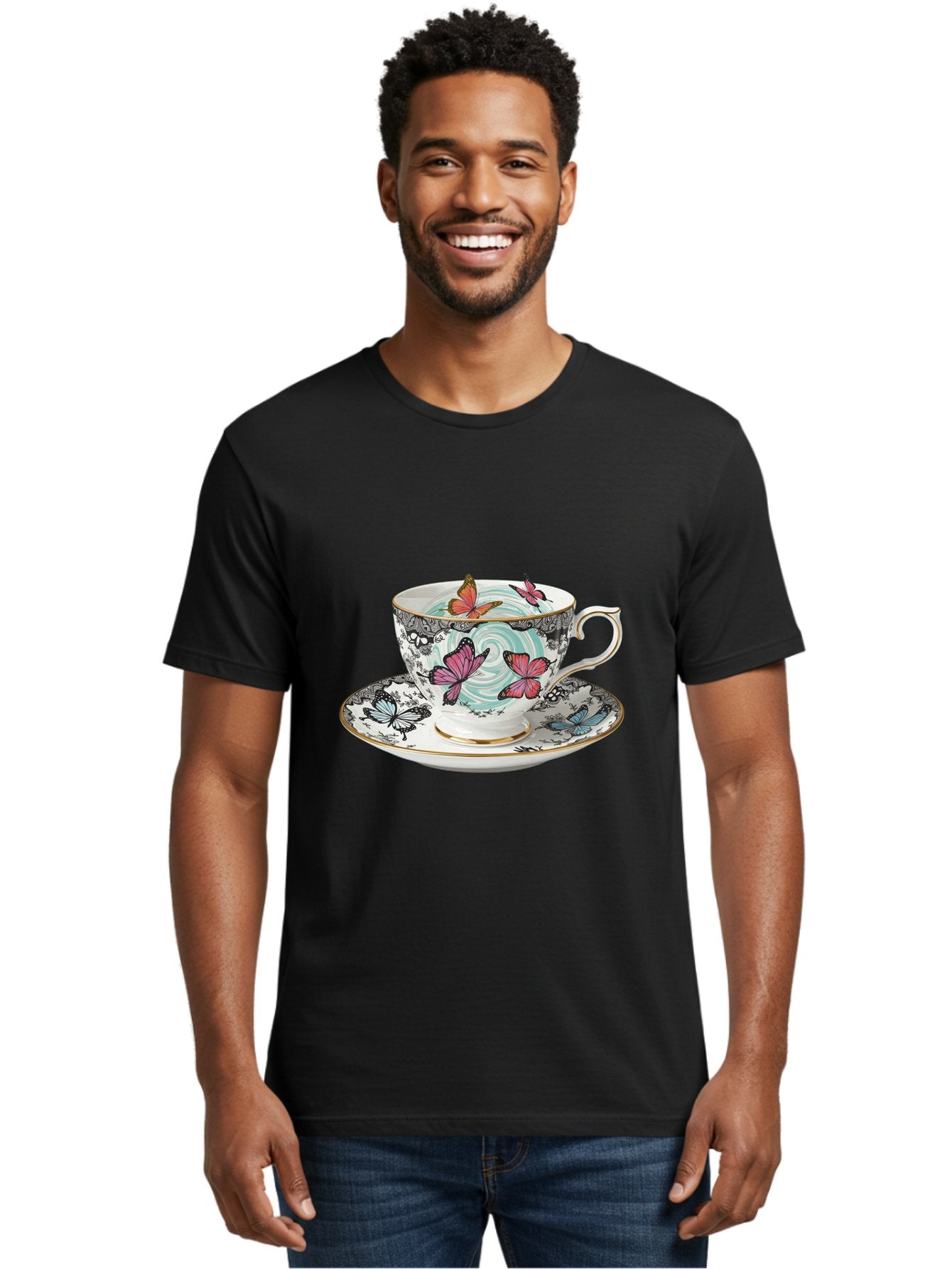 Butterfly-Tea-Cup Men'S Graphic Tee, 100% Cotton, Comfortable Casual Summer Wear, Machine Washable, Vintage Camera, Old Camera, Antique Camera, Black Camera, Classic Photography, Photography Equipment, Nostalgic Device, Film Camera, Camera Art Bae942 29