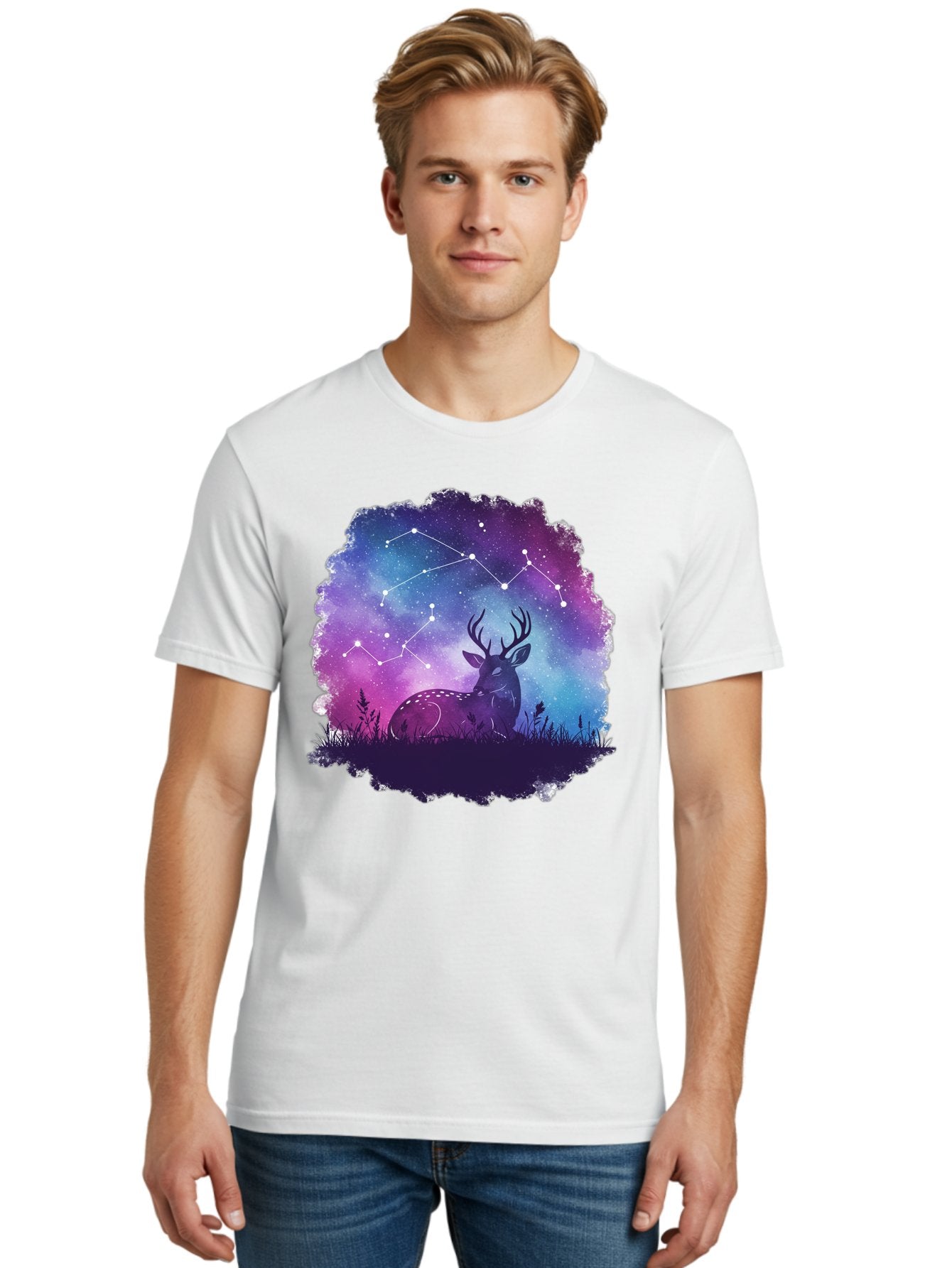 Deer-Constellation-2 Men'S Graphic Tee, 100% Cotton, Comfortable Casual Summer Wear, Machine Washable, Vintage Camera, Old Camera, Antique Camera, Black Camera, Classic Photography, Photography Equipment, Nostalgic Device, Film Camera, Baf022 24